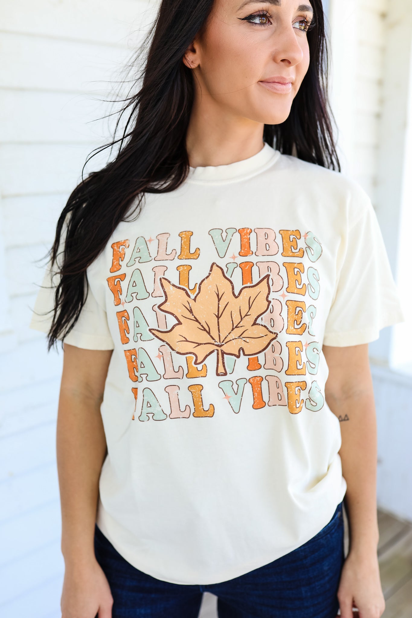 Fall Vibes x5 Graphic Tee - Ivory