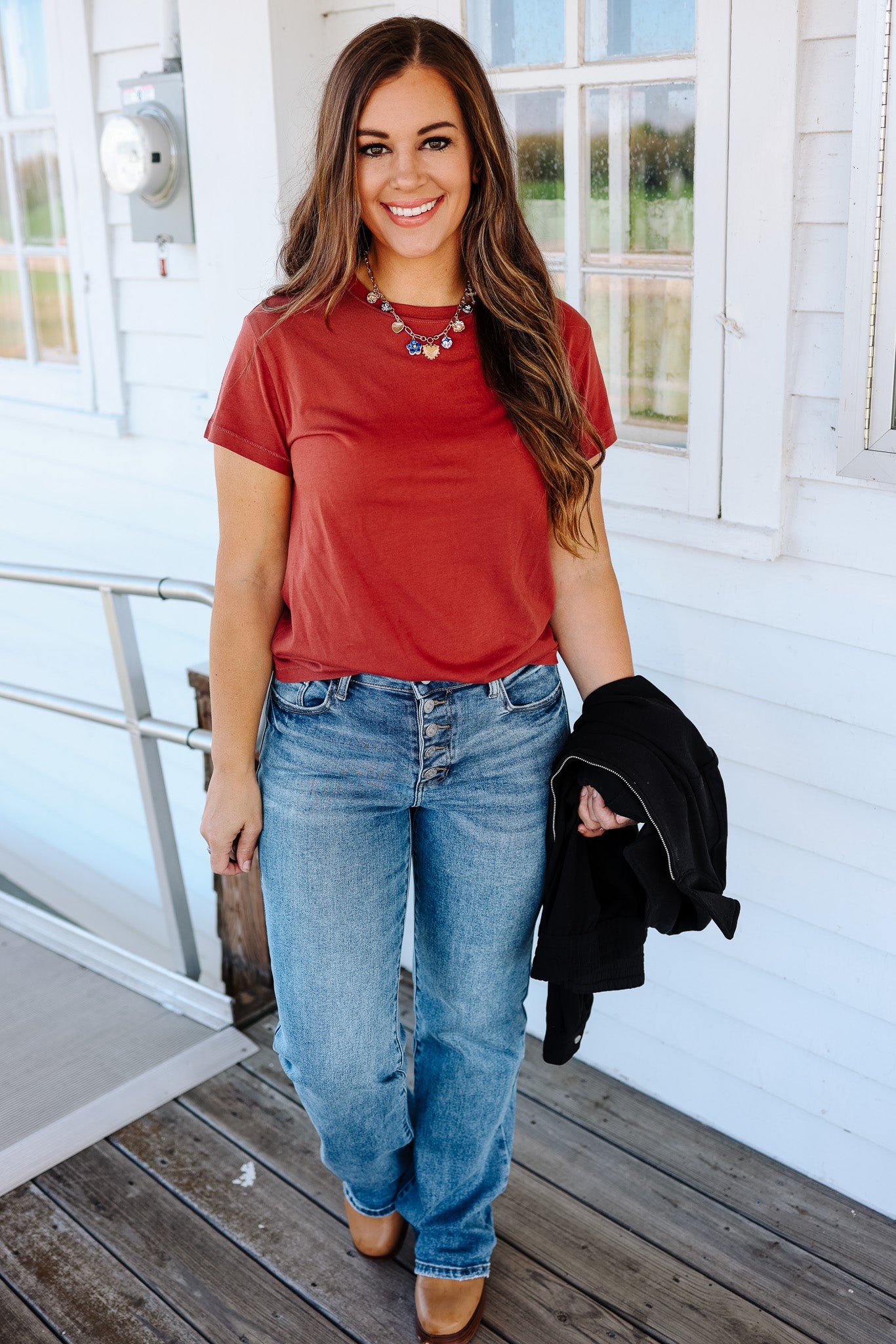 Andi Crewneck T-Shirt - Chili Oil