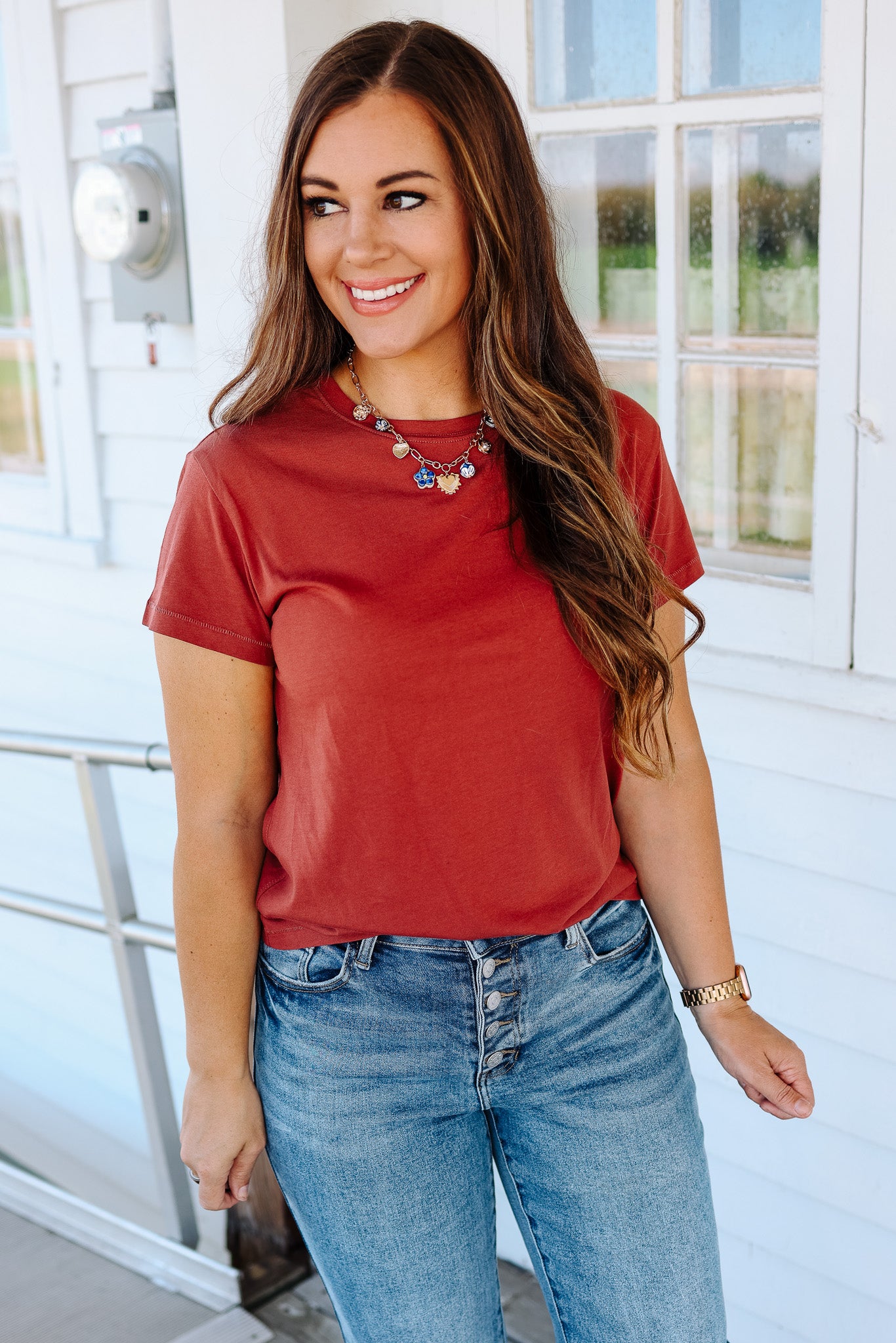 Andi Crewneck T-Shirt - Chili Oil