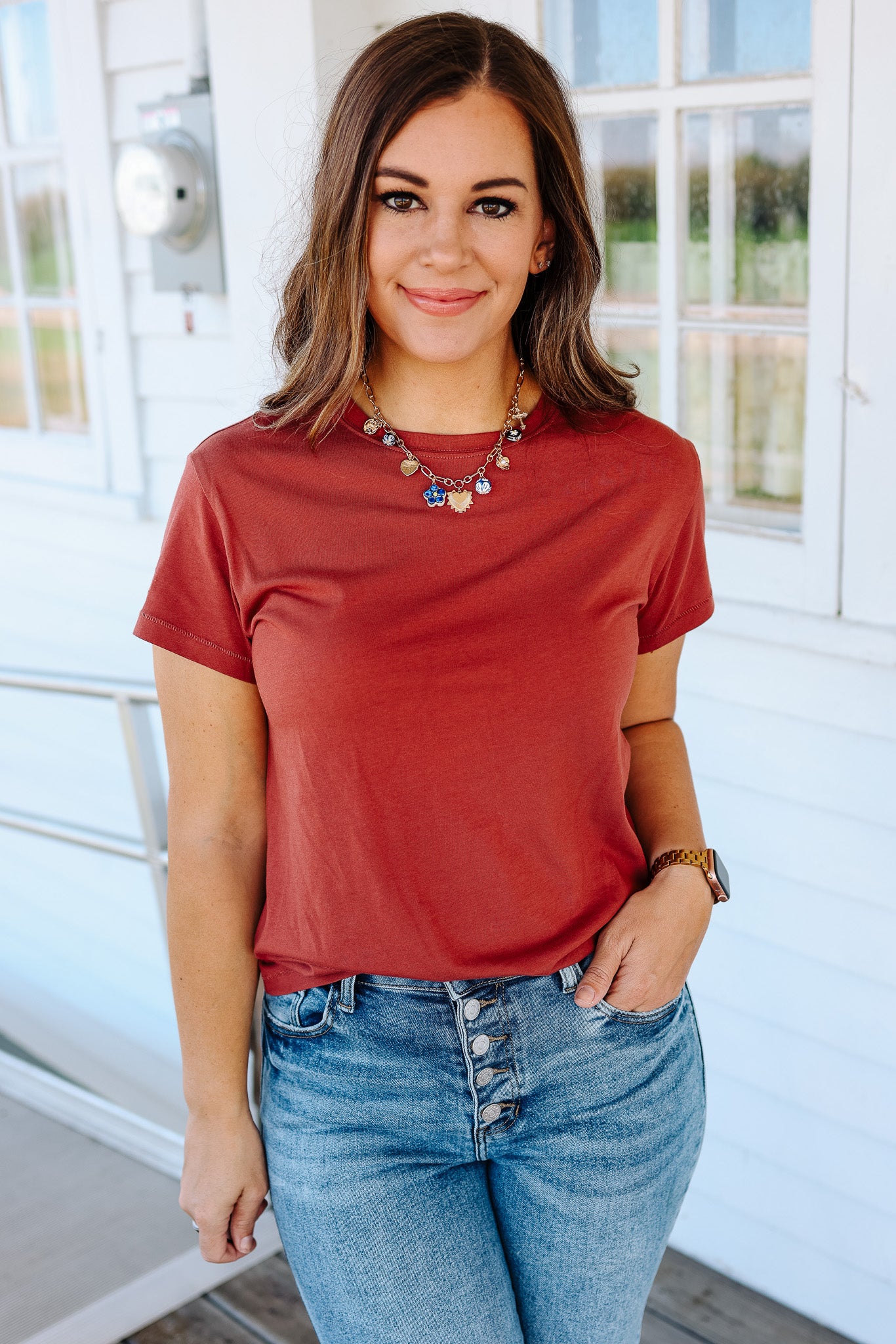 Andi Crewneck T-Shirt - Chili Oil