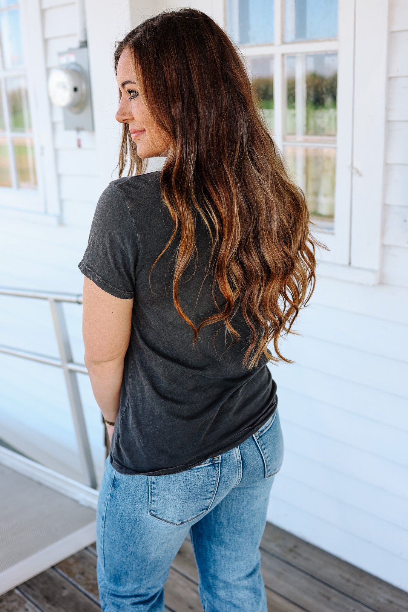 Ashley Acid Wash T-Shirt - Charcoal