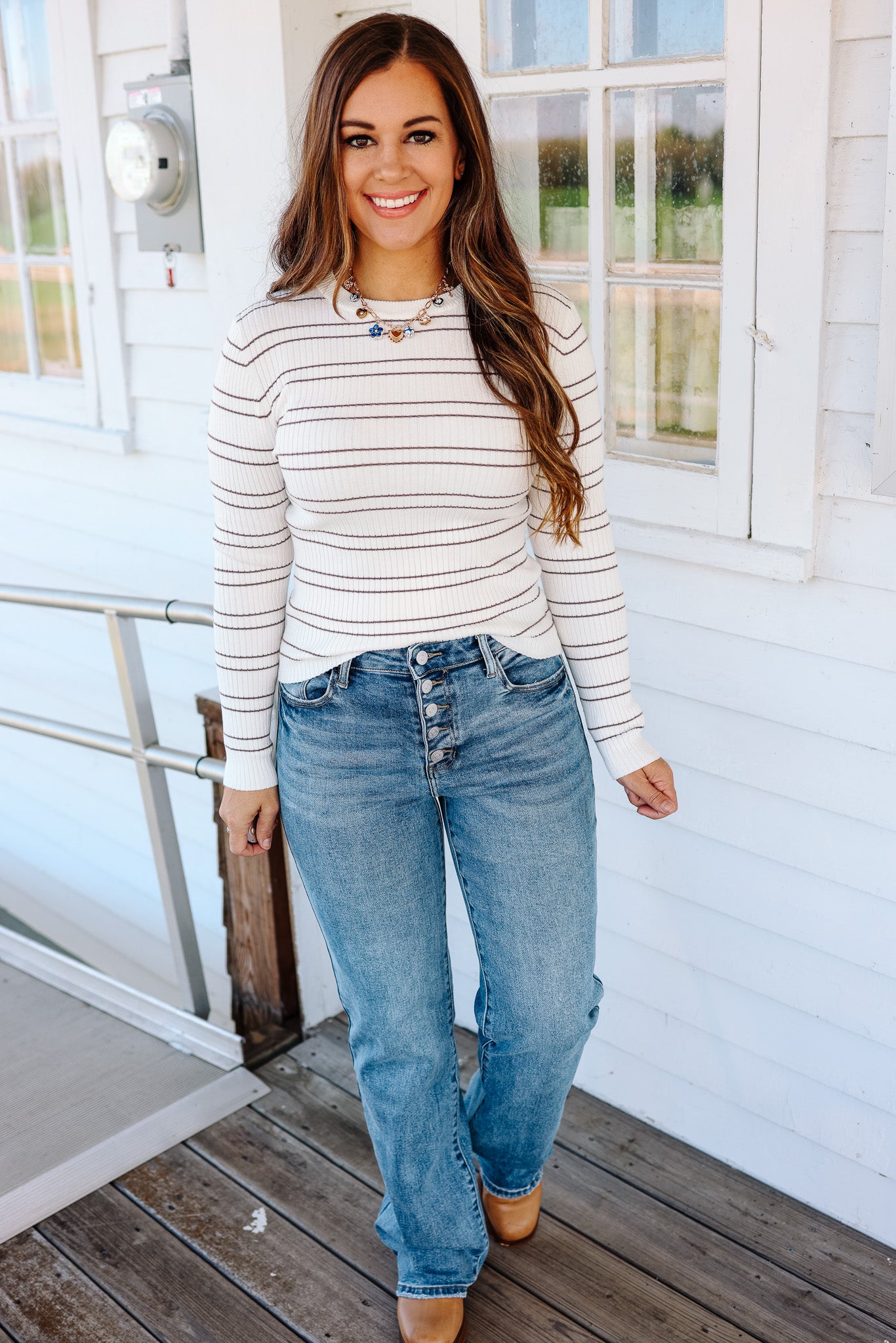 Darine Double Stripe Rib Sweater