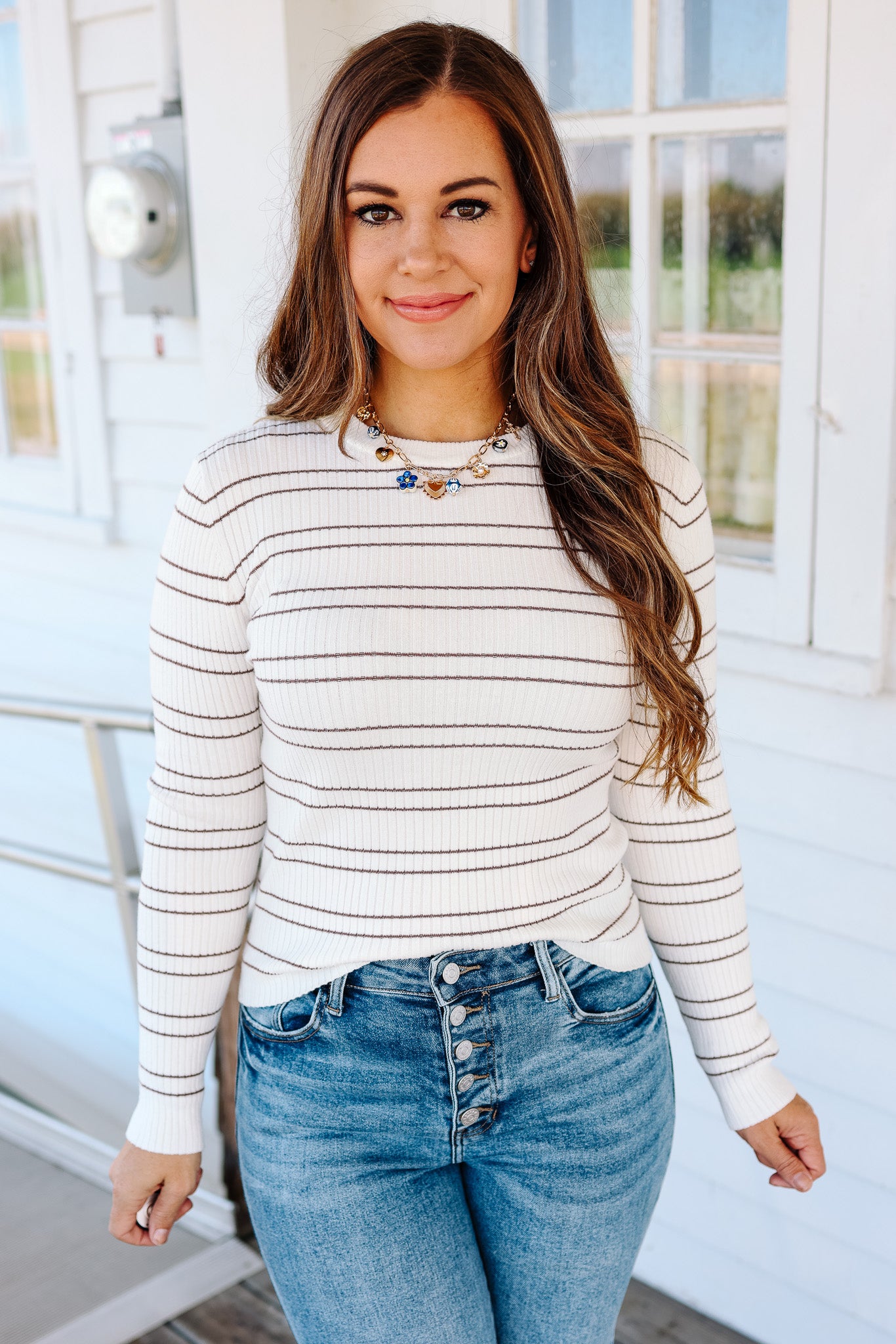 Darine Double Stripe Rib Sweater