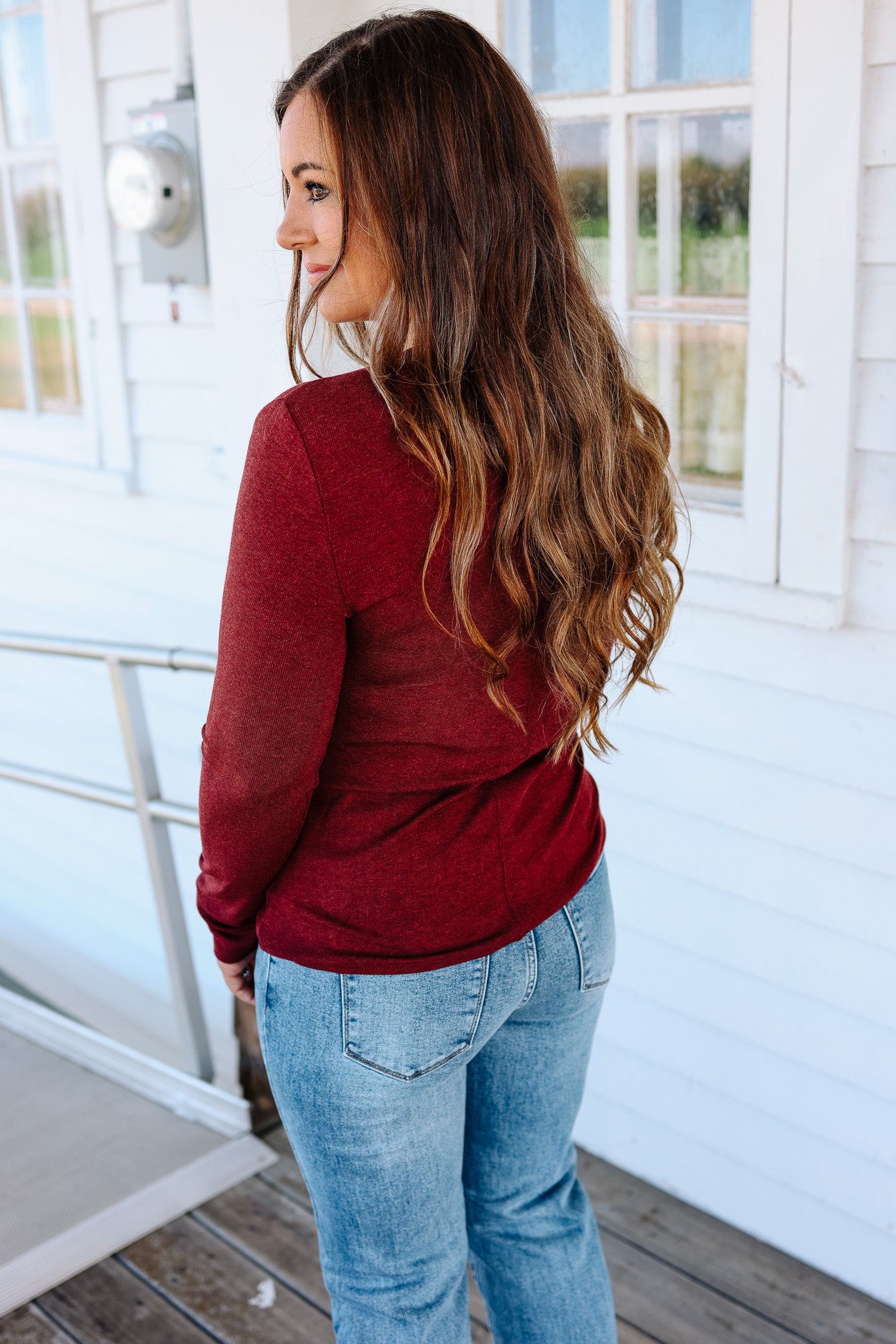 Payton Henley Top - Burgundy