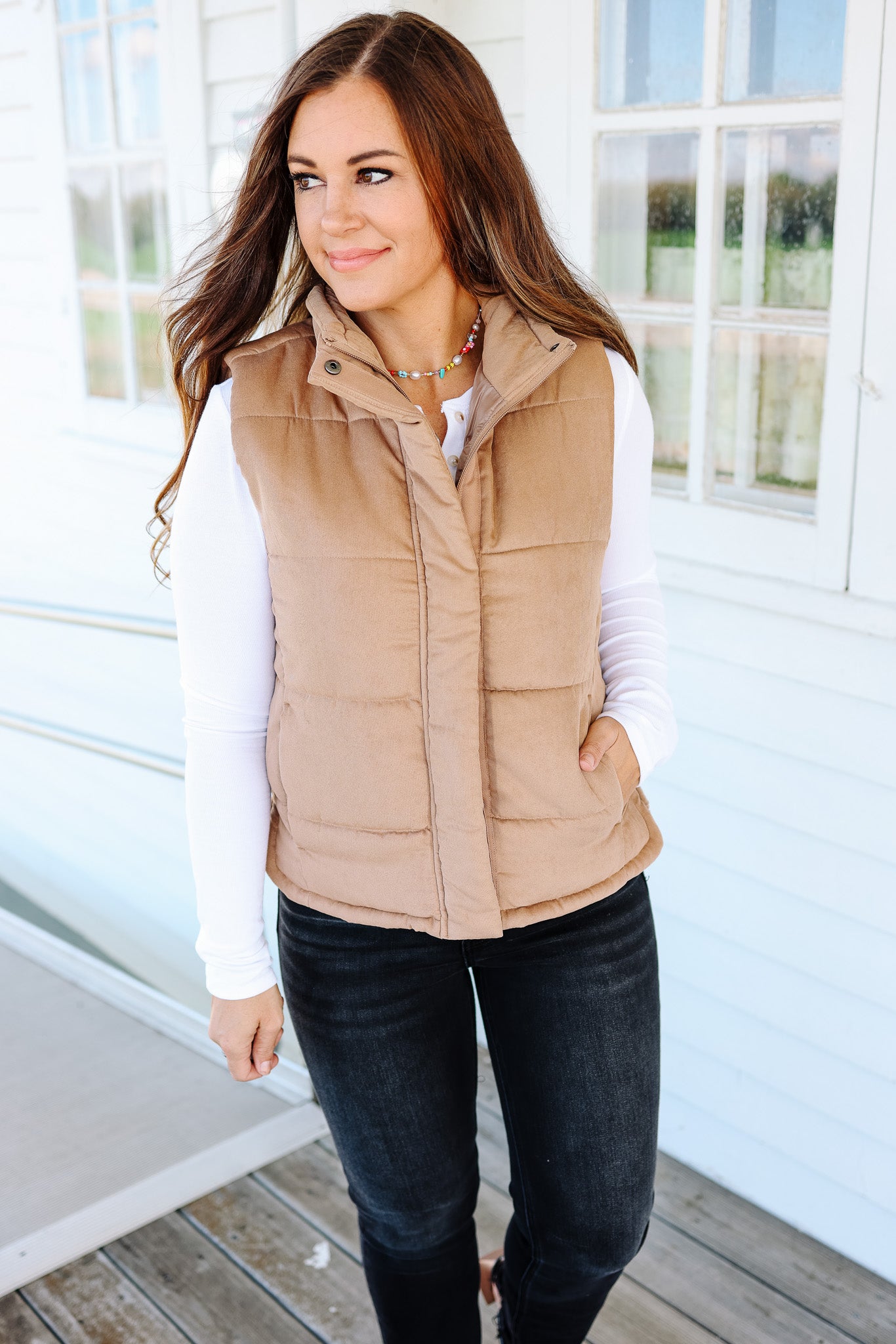 Swade Puffer Vest - Camel