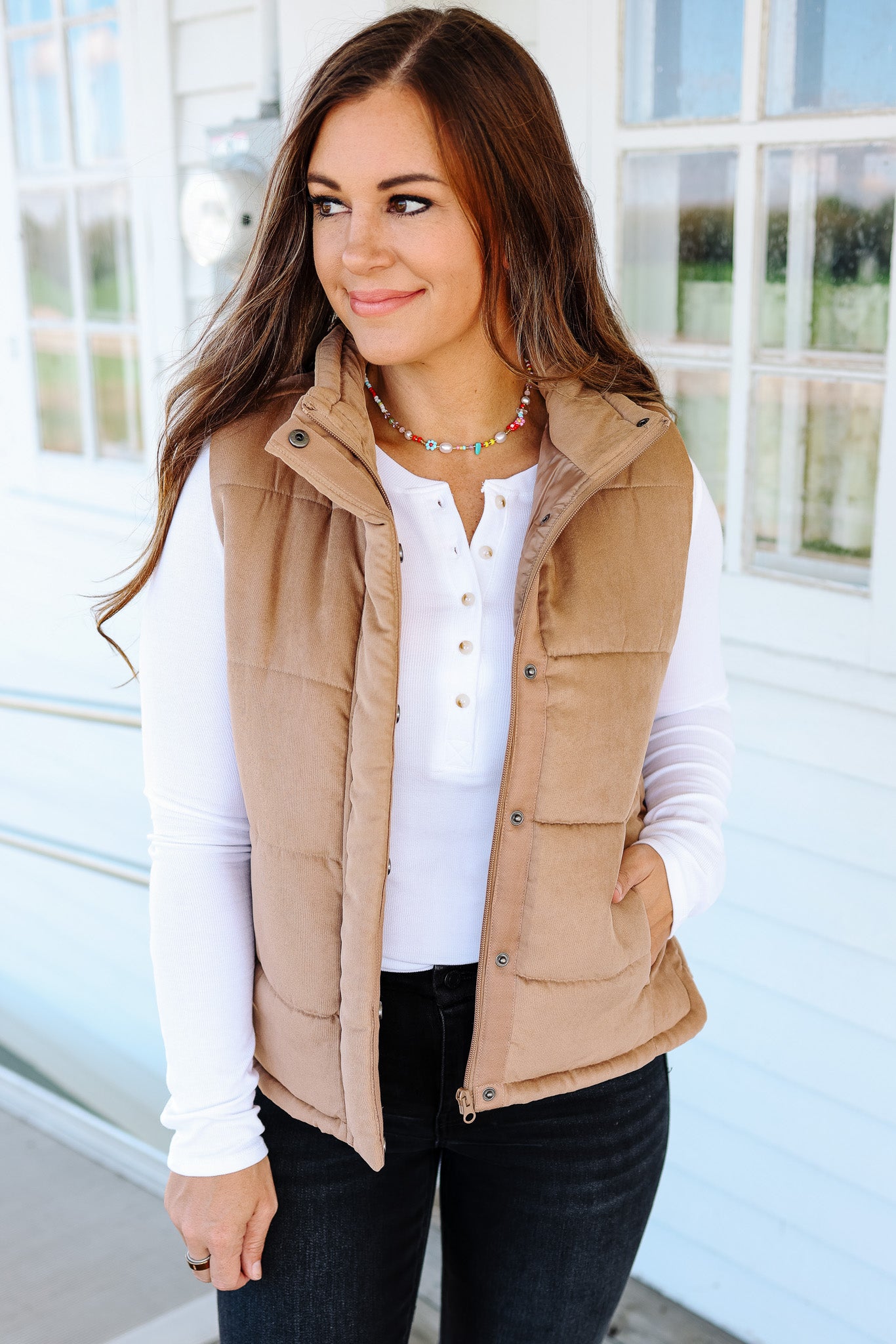 Swade Puffer Vest - Camel