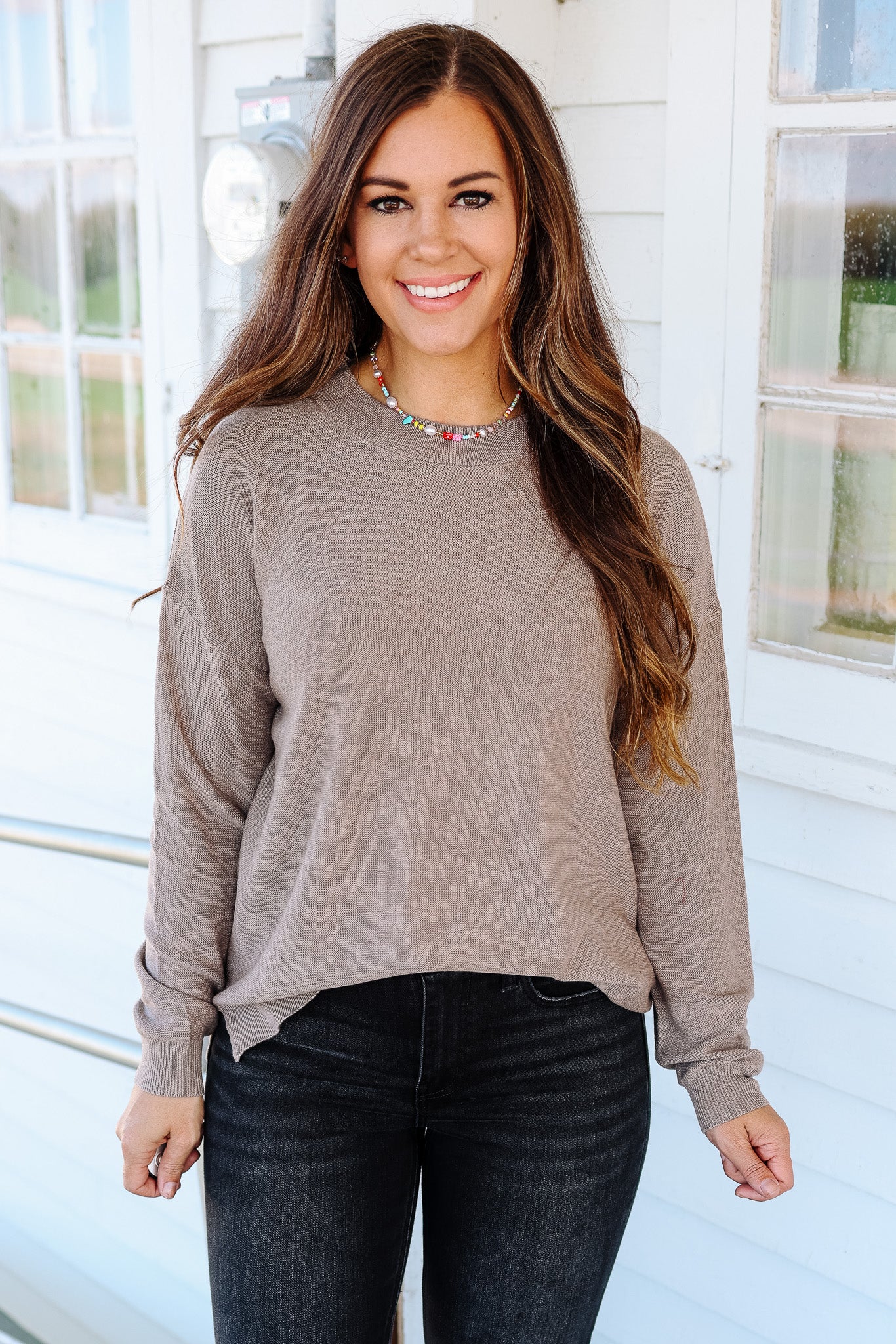 Remma Drop Shoulder Sweater - Heather Mocha