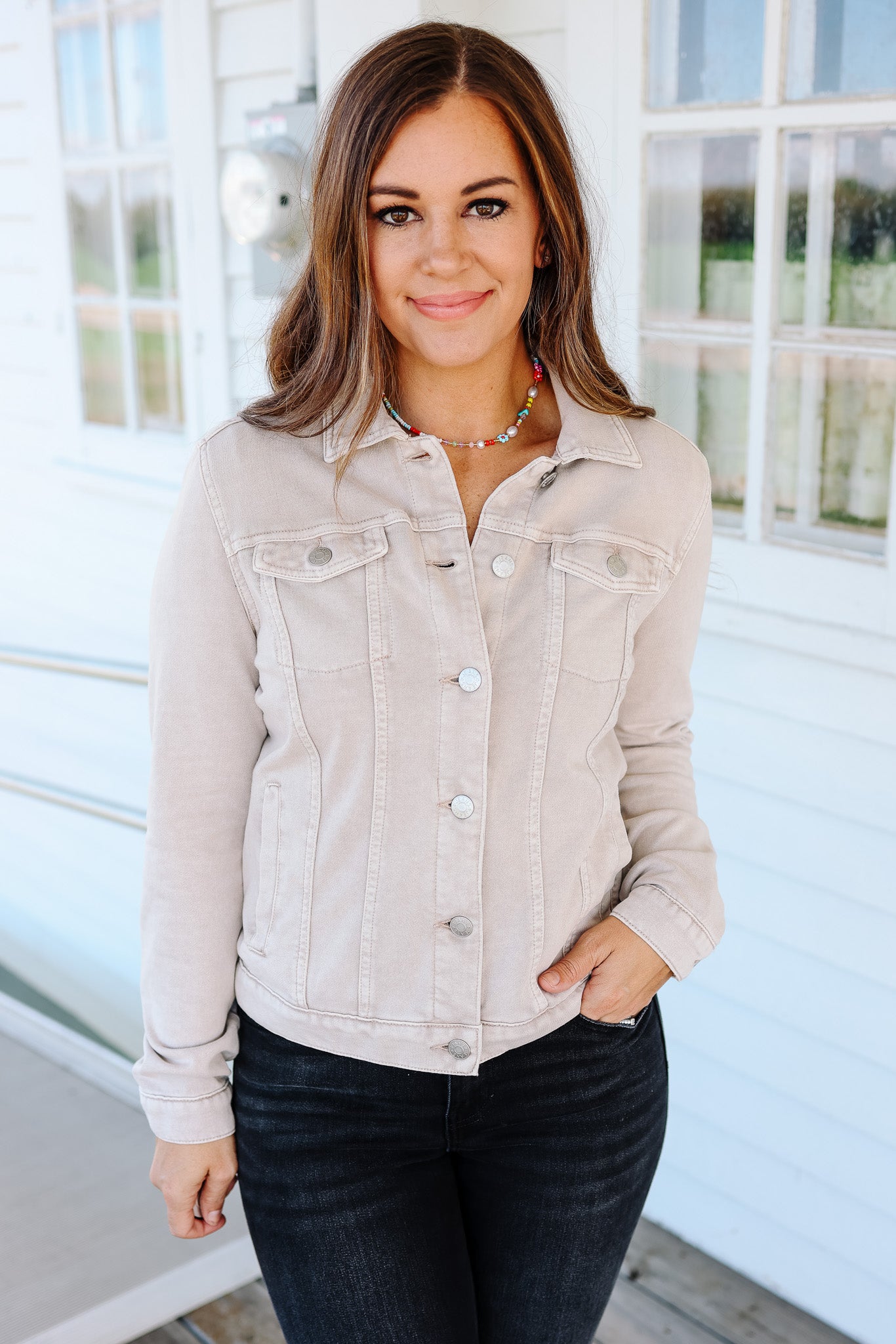 Cassie Cotton Fleece Jacket - Stone