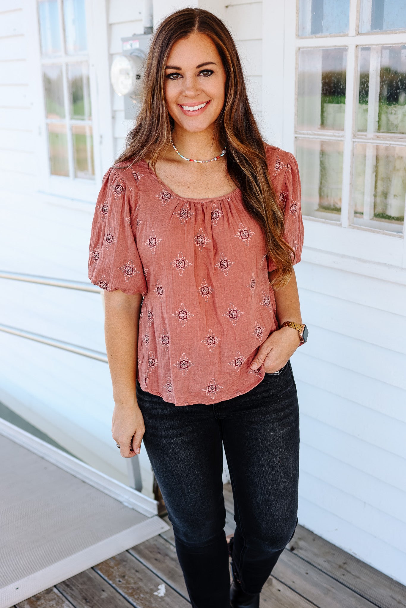 Leni Tie Back Top - Desert Rose