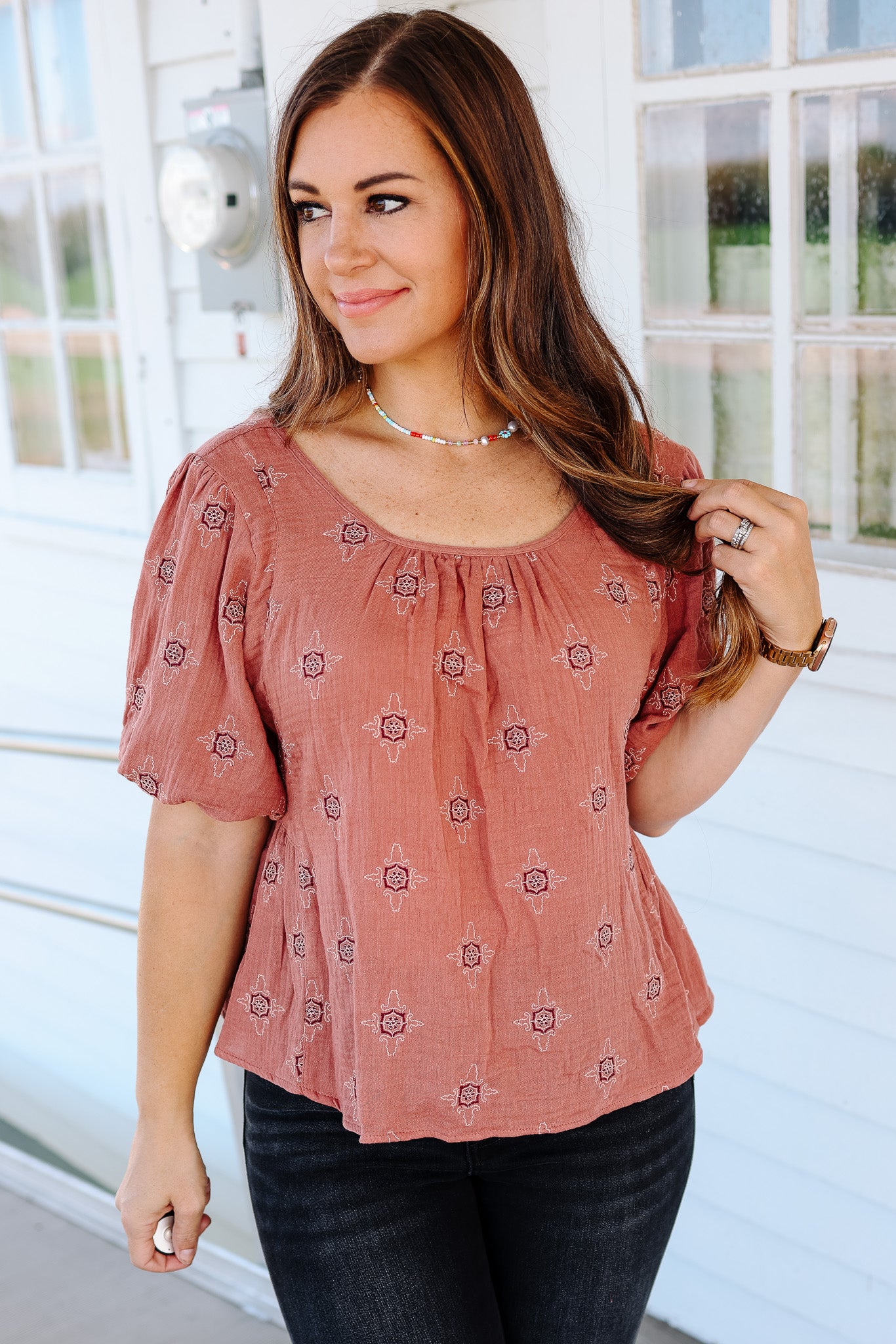 Leni Tie Back Top - Desert Rose