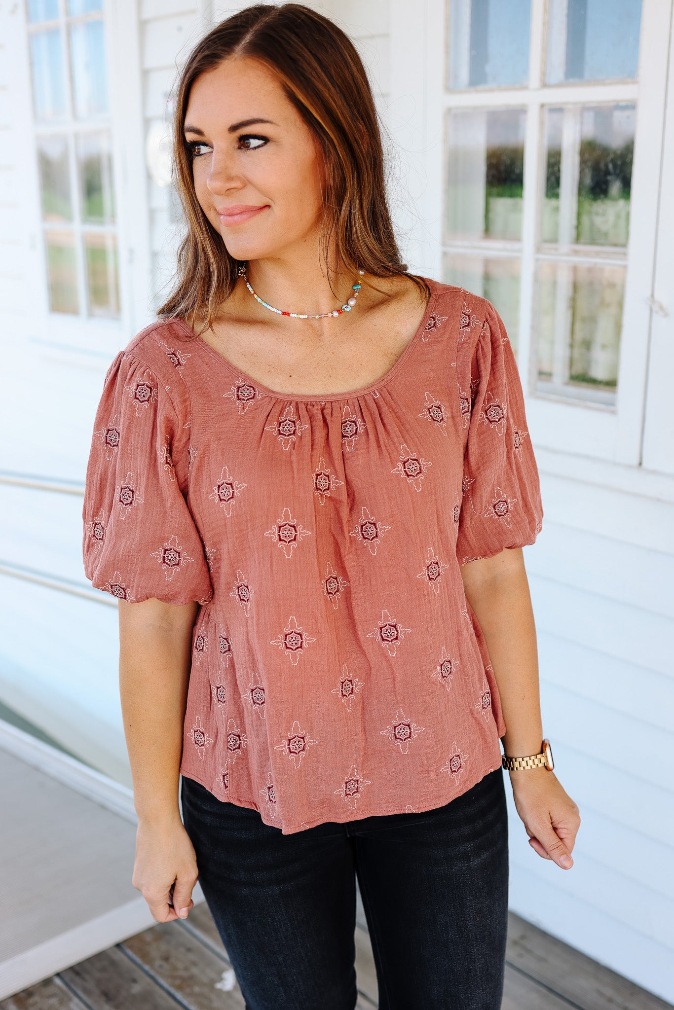 Leni Tie Back Top - Desert Rose