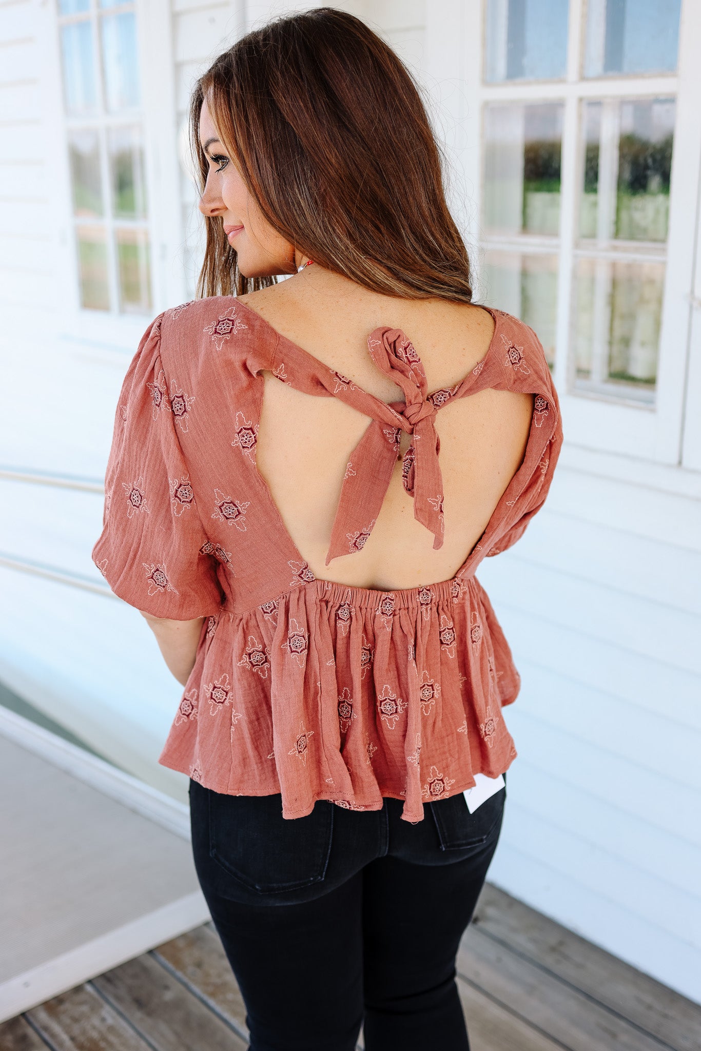 Leni Tie Back Top - Desert Rose