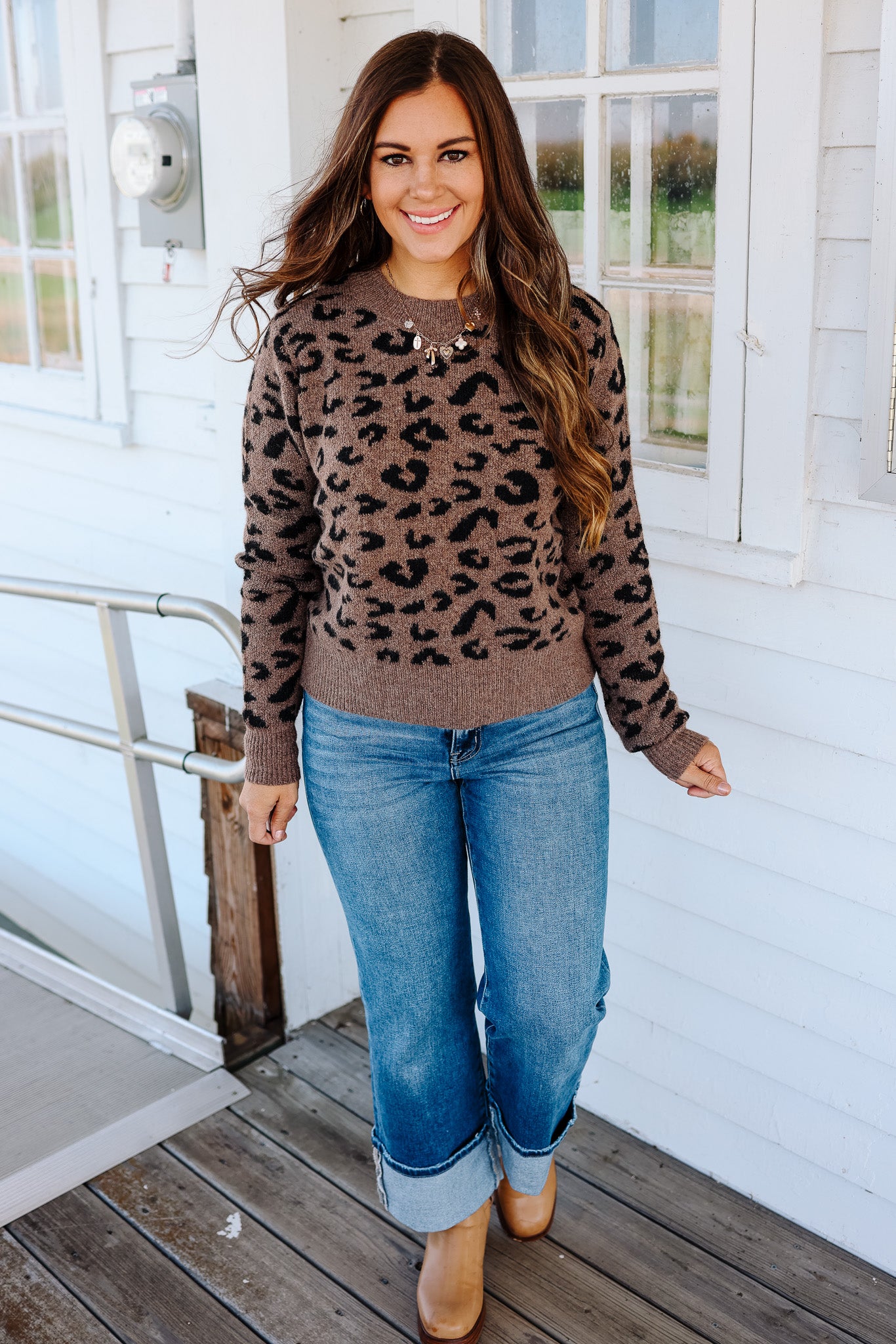 Tia Leopard Crewneck Sweater