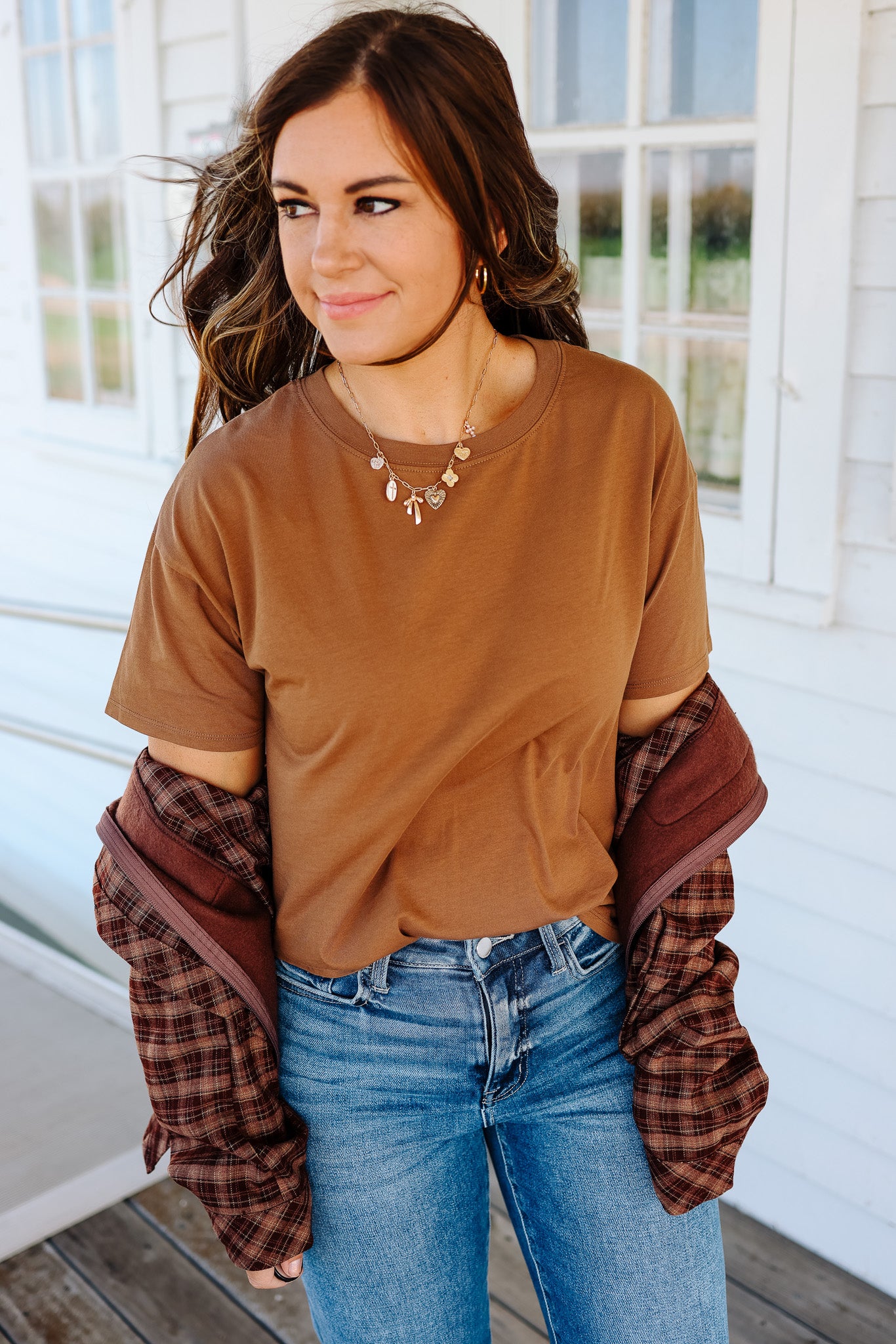 Trish Crop T-Shirt - Bronze Brown