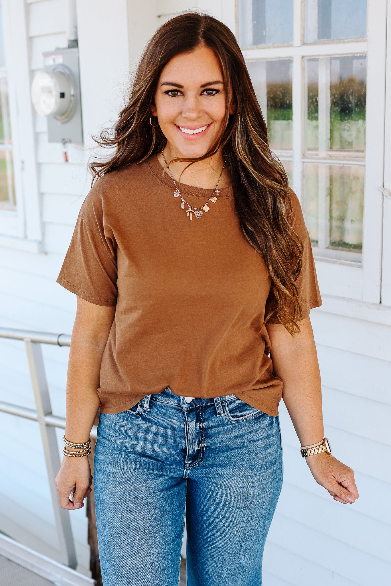 Trish Crop T-Shirt - Bronze Brown
