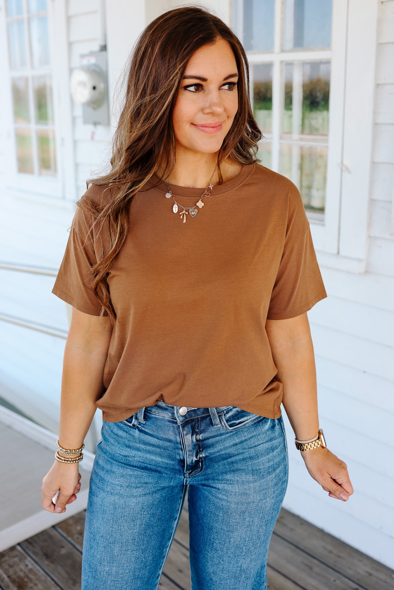 Trish Crop T-Shirt - Bronze Brown