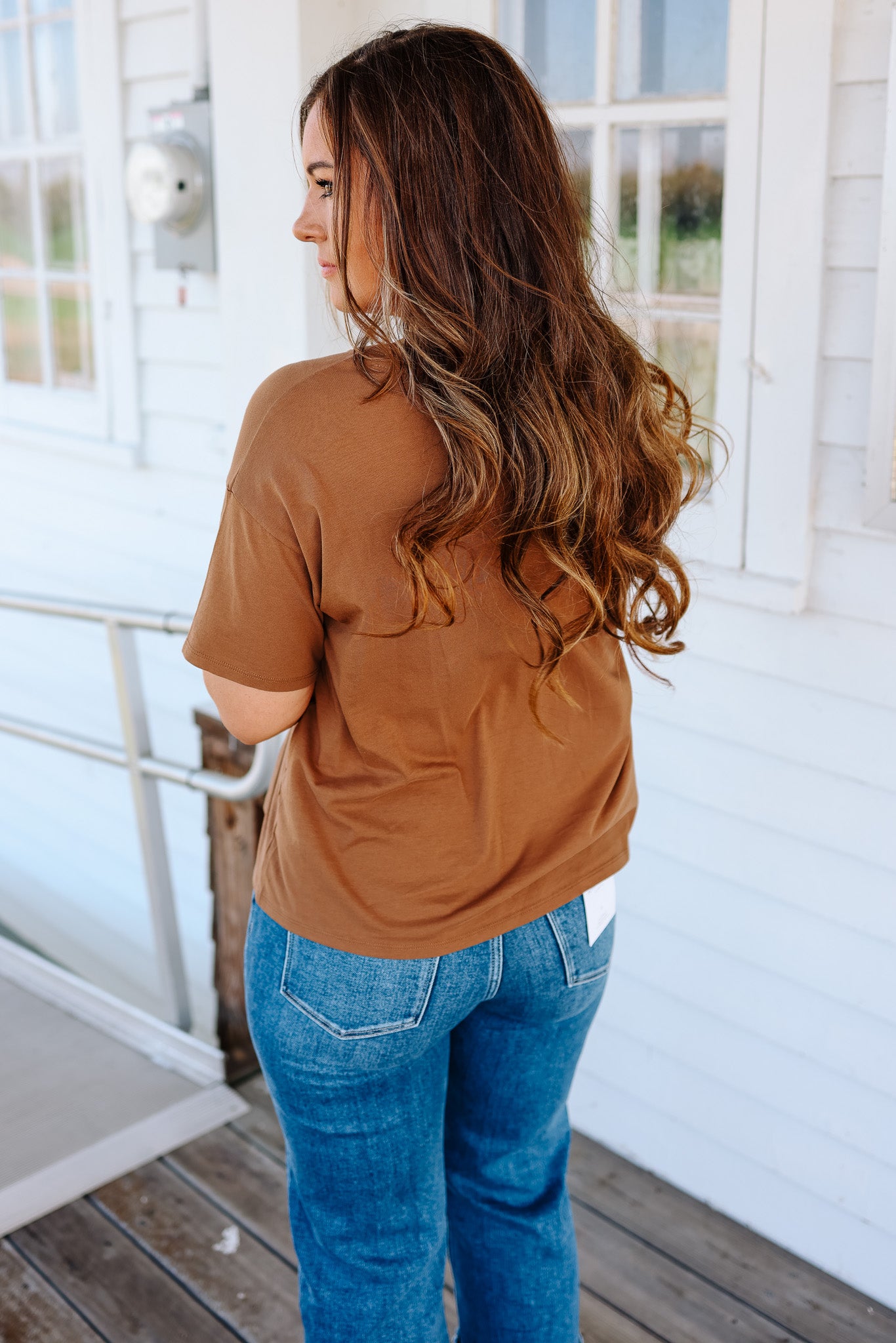 Trish Crop T-Shirt - Bronze Brown