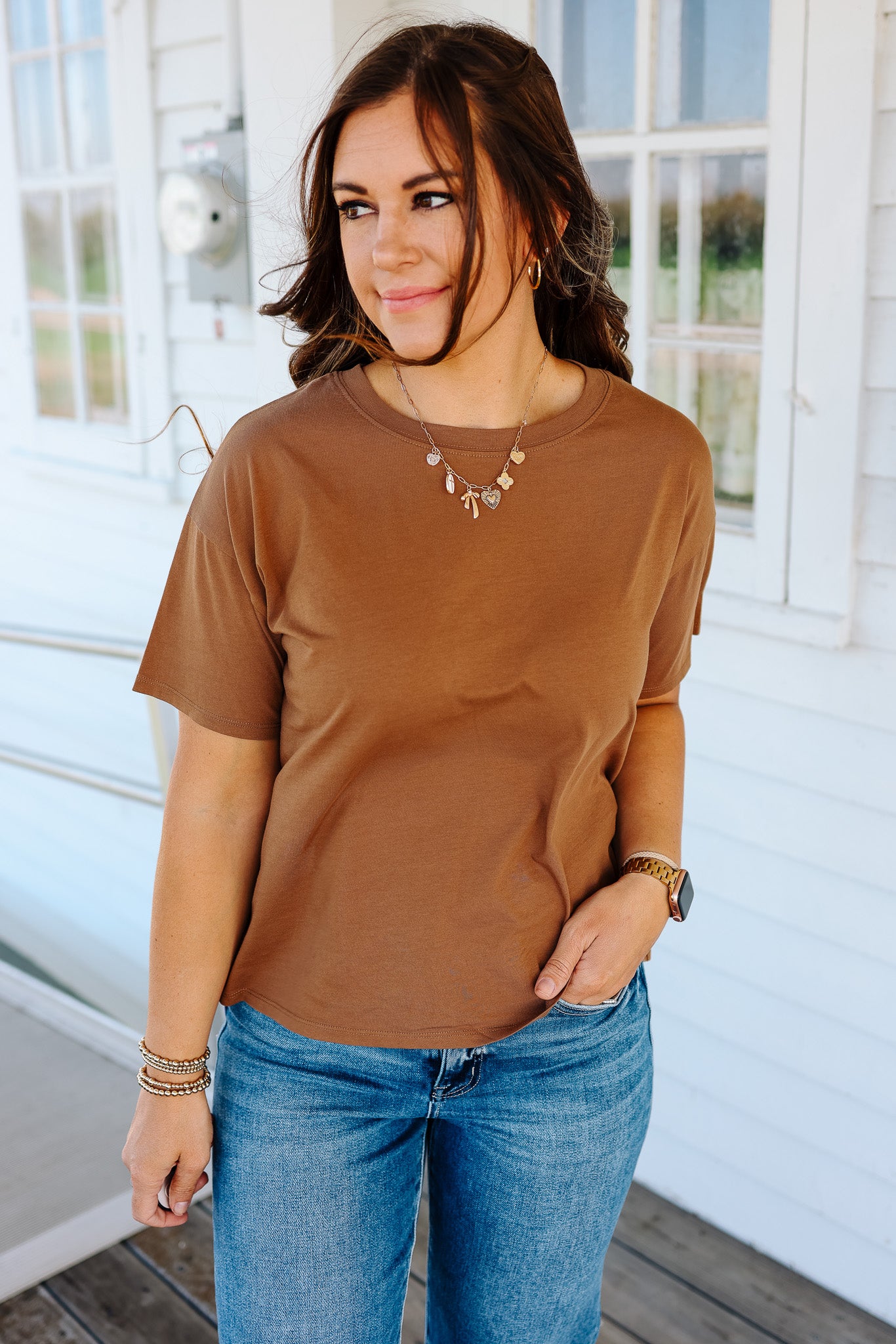 Trish Crop T-Shirt - Bronze Brown