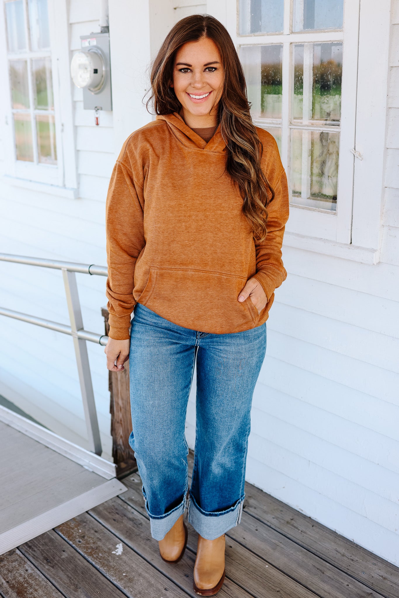 Estella Burnout Hoodie - Burnt Amber