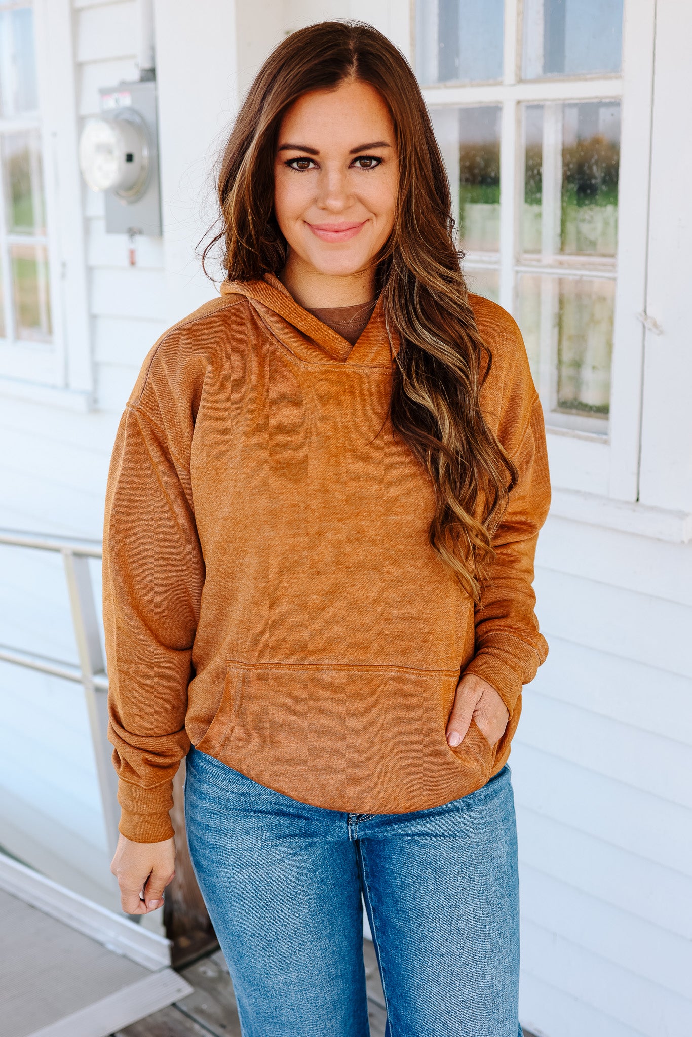 Estella Burnout Hoodie - Burnt Amber