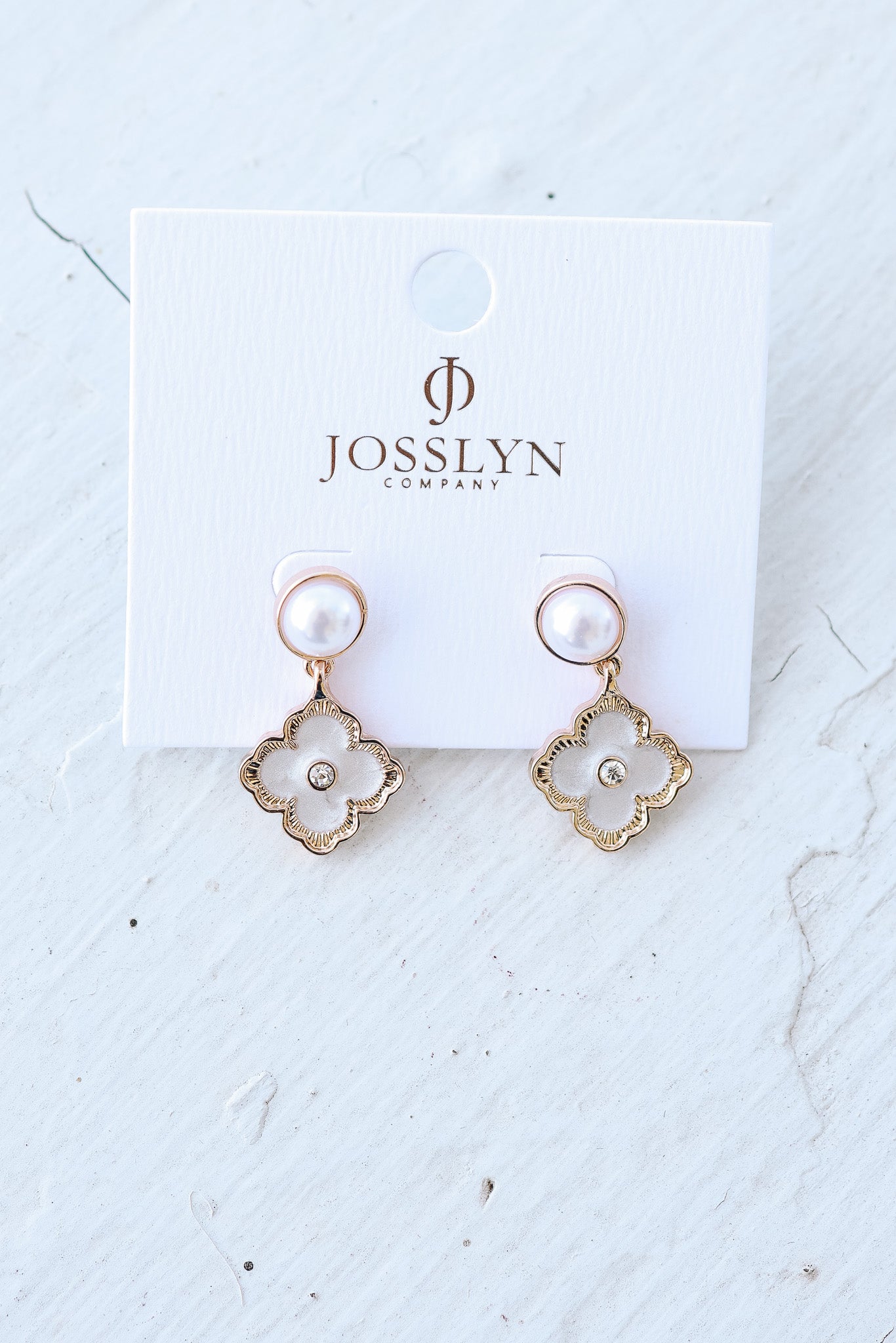 Vintage Pearl Clover Stud Earrings