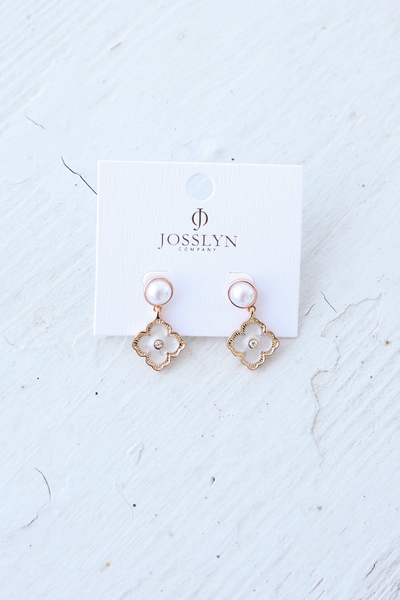 Vintage Pearl Clover Stud Earrings