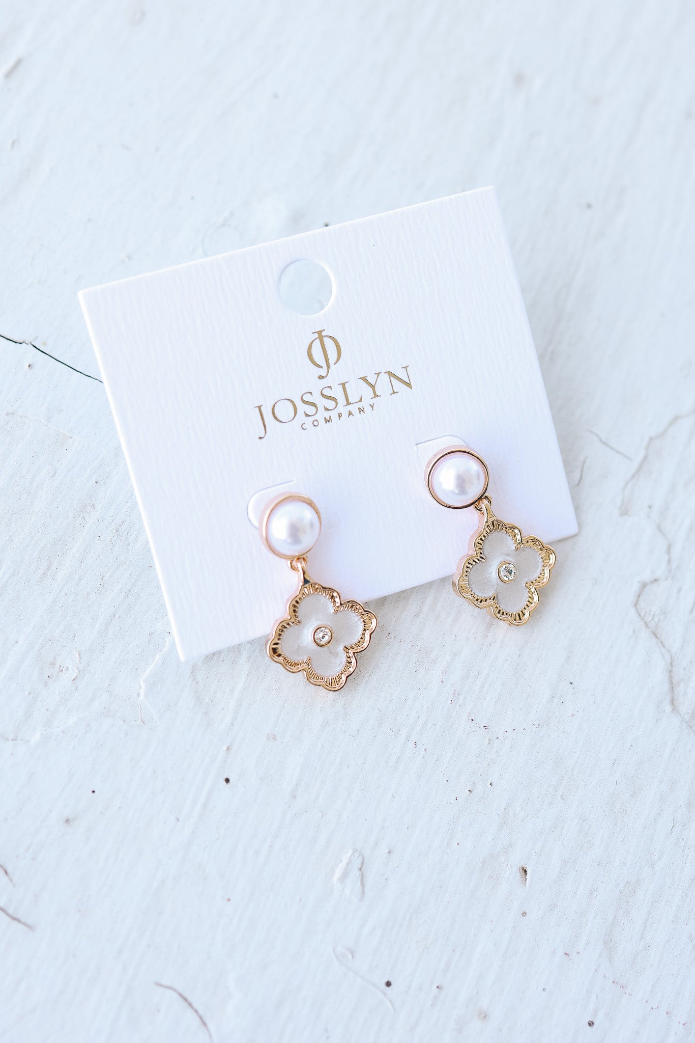 Vintage Pearl Clover Stud Earrings