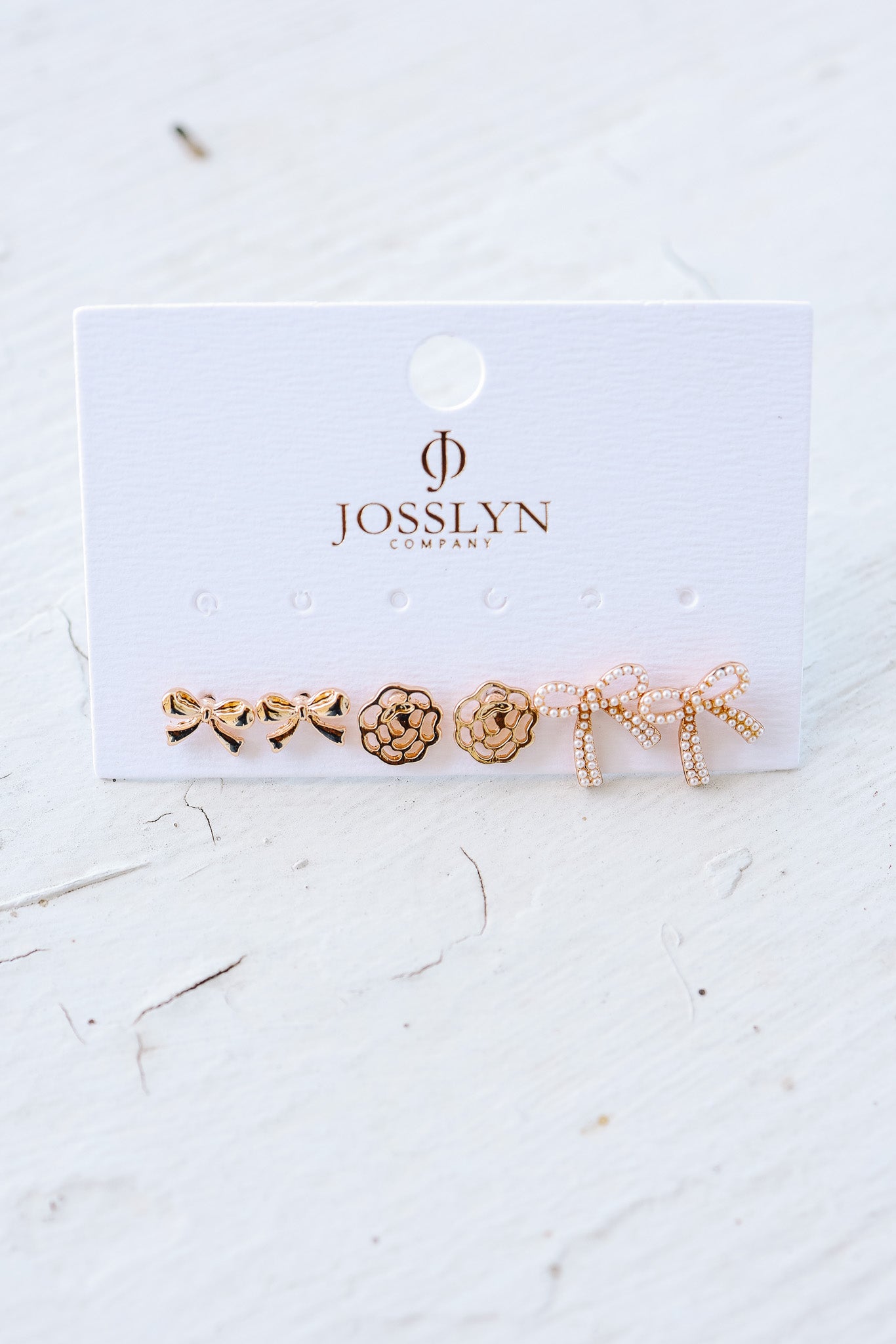 Trio Stud Bow Floral Pearl Bow Trio Earrings