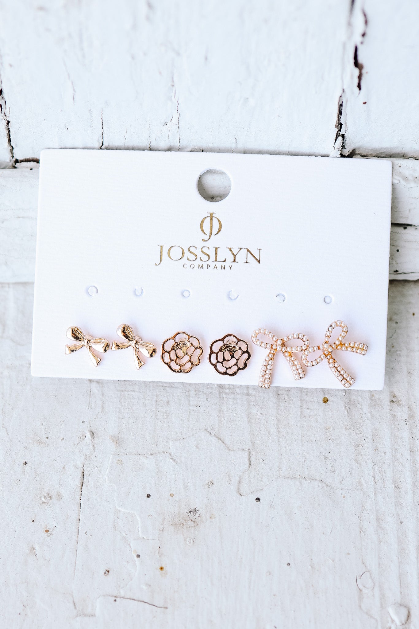 Trio Stud Bow Floral Pearl Bow Trio Earrings