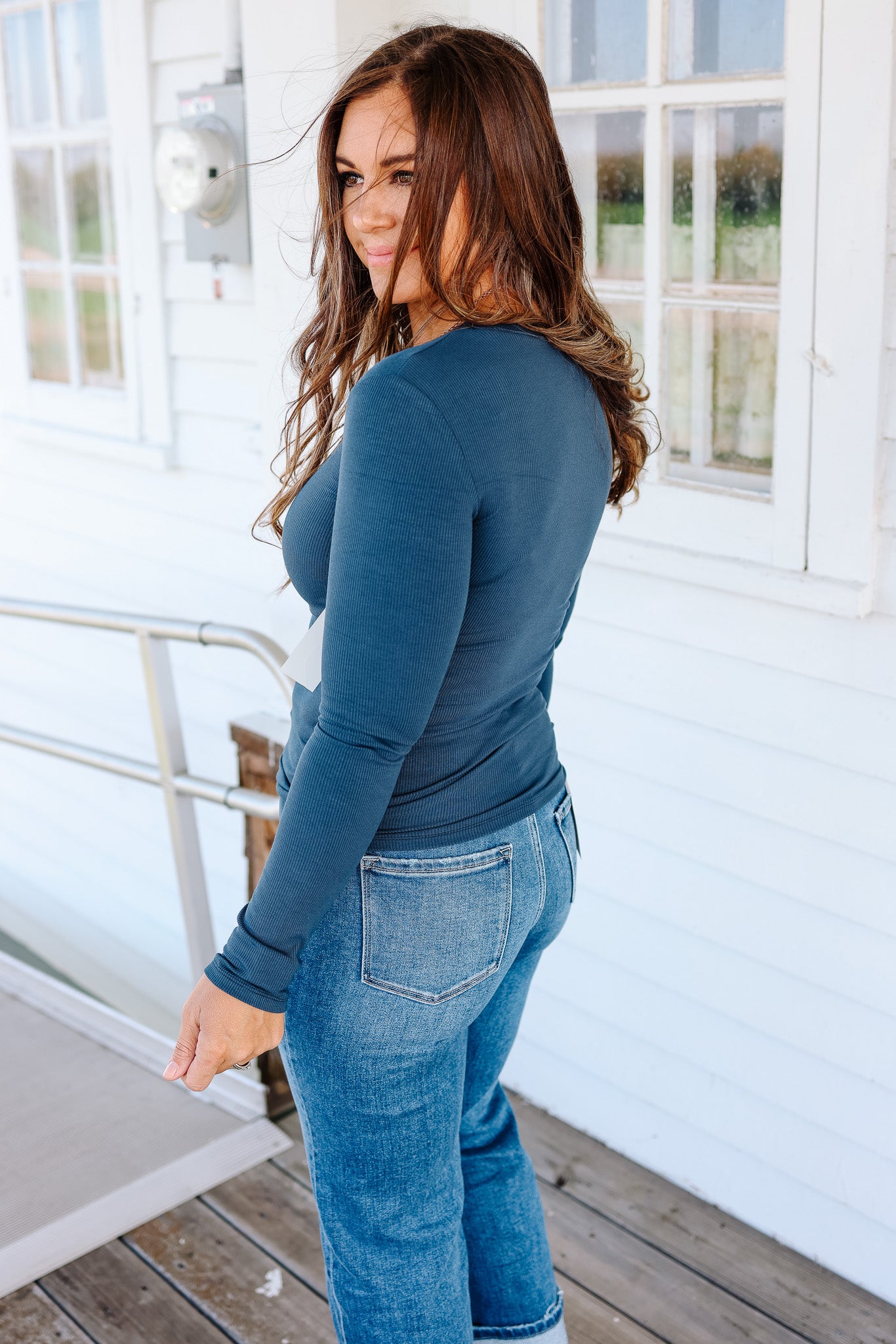 Sia Micro-Ribbed Top - Midnight Navy