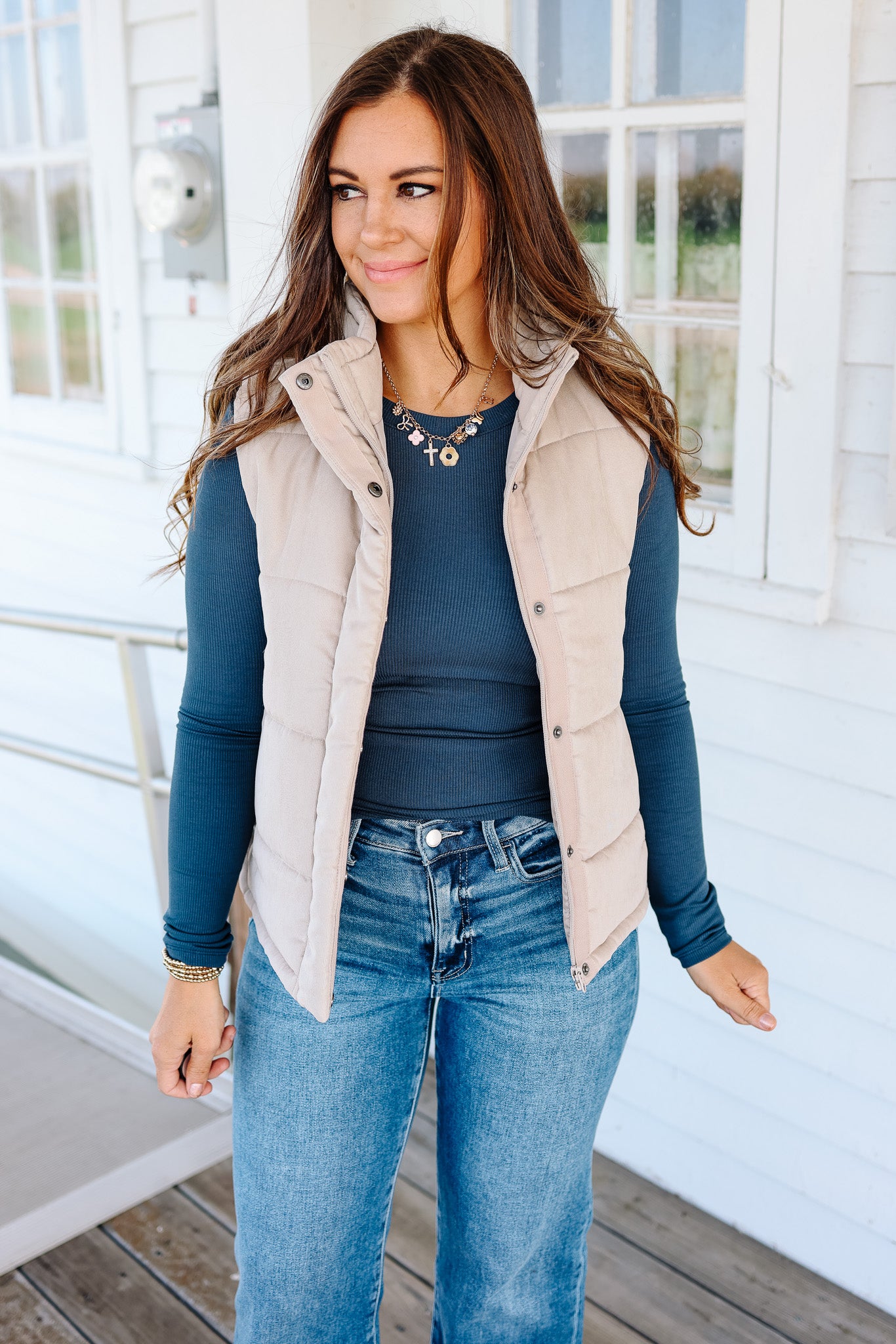 Swade Puffer Vest - Beige