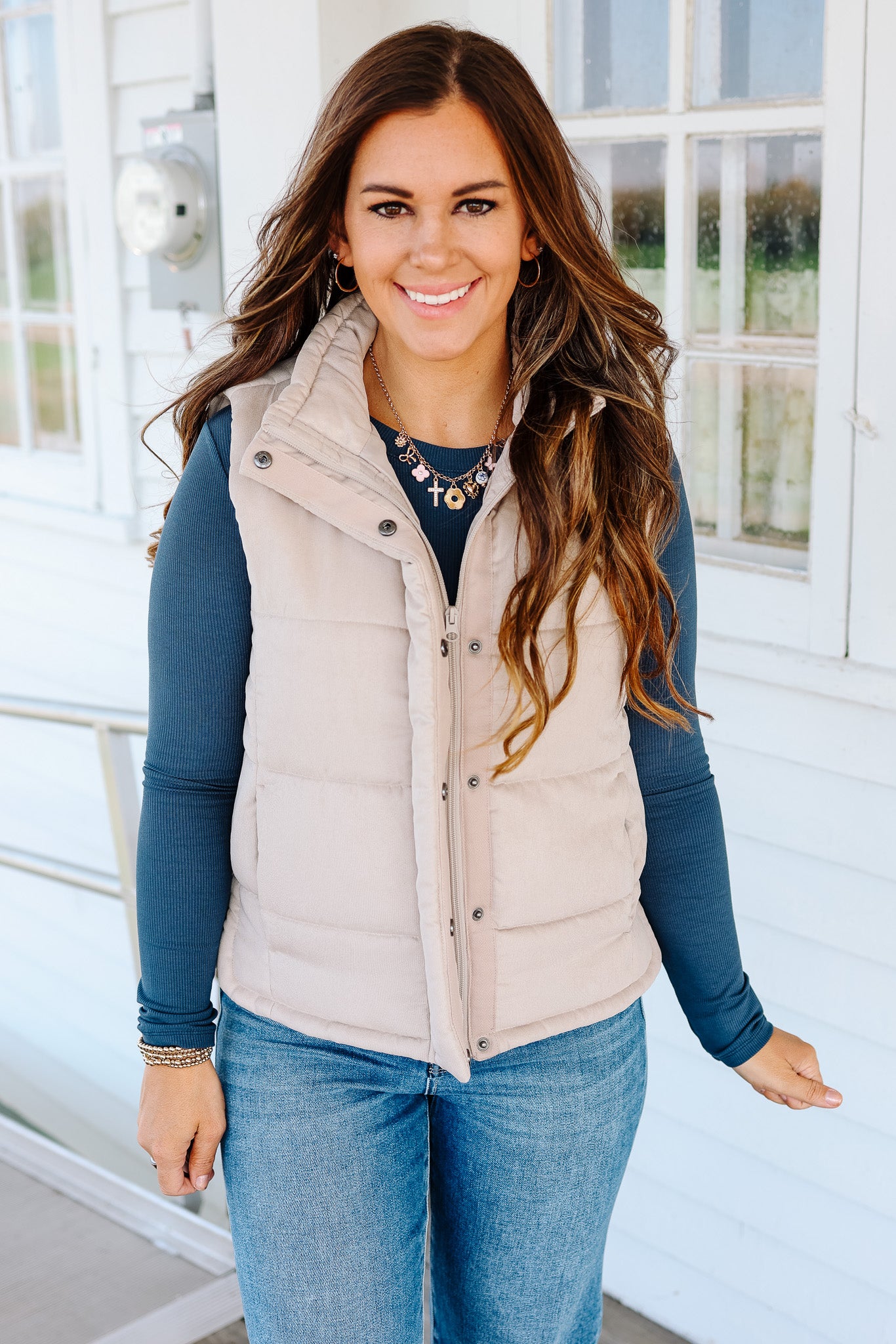 Swade Puffer Vest - Beige