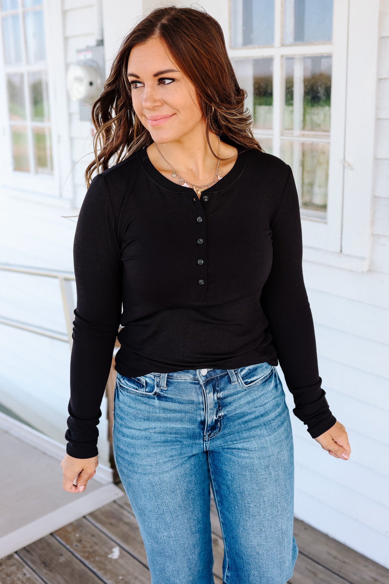 Payton Henley Top - Black