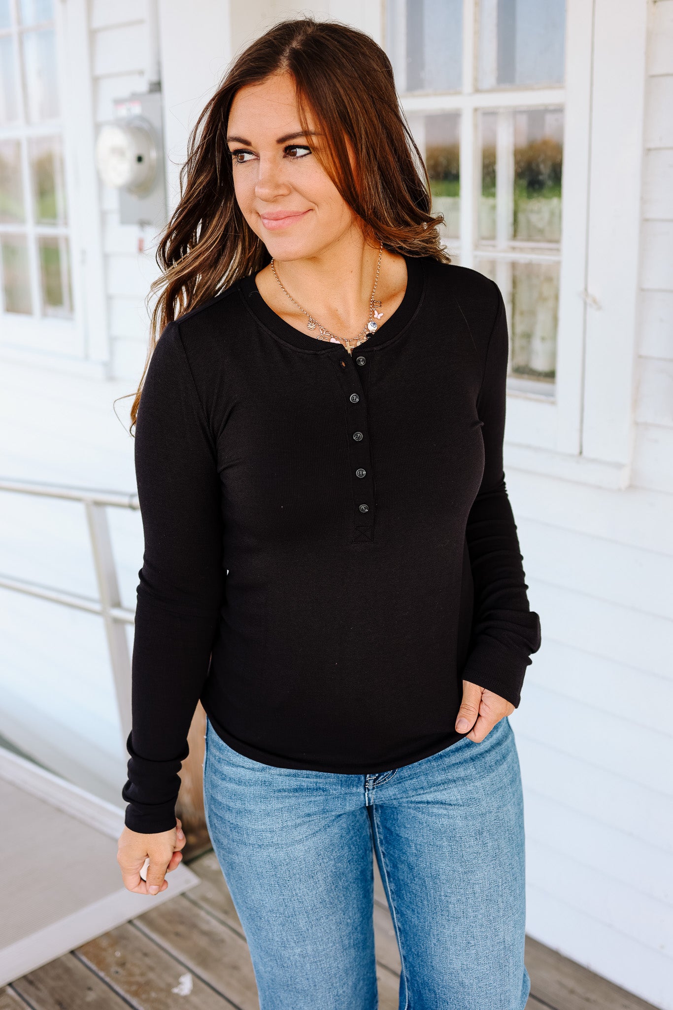 Payton Henley Top - Black