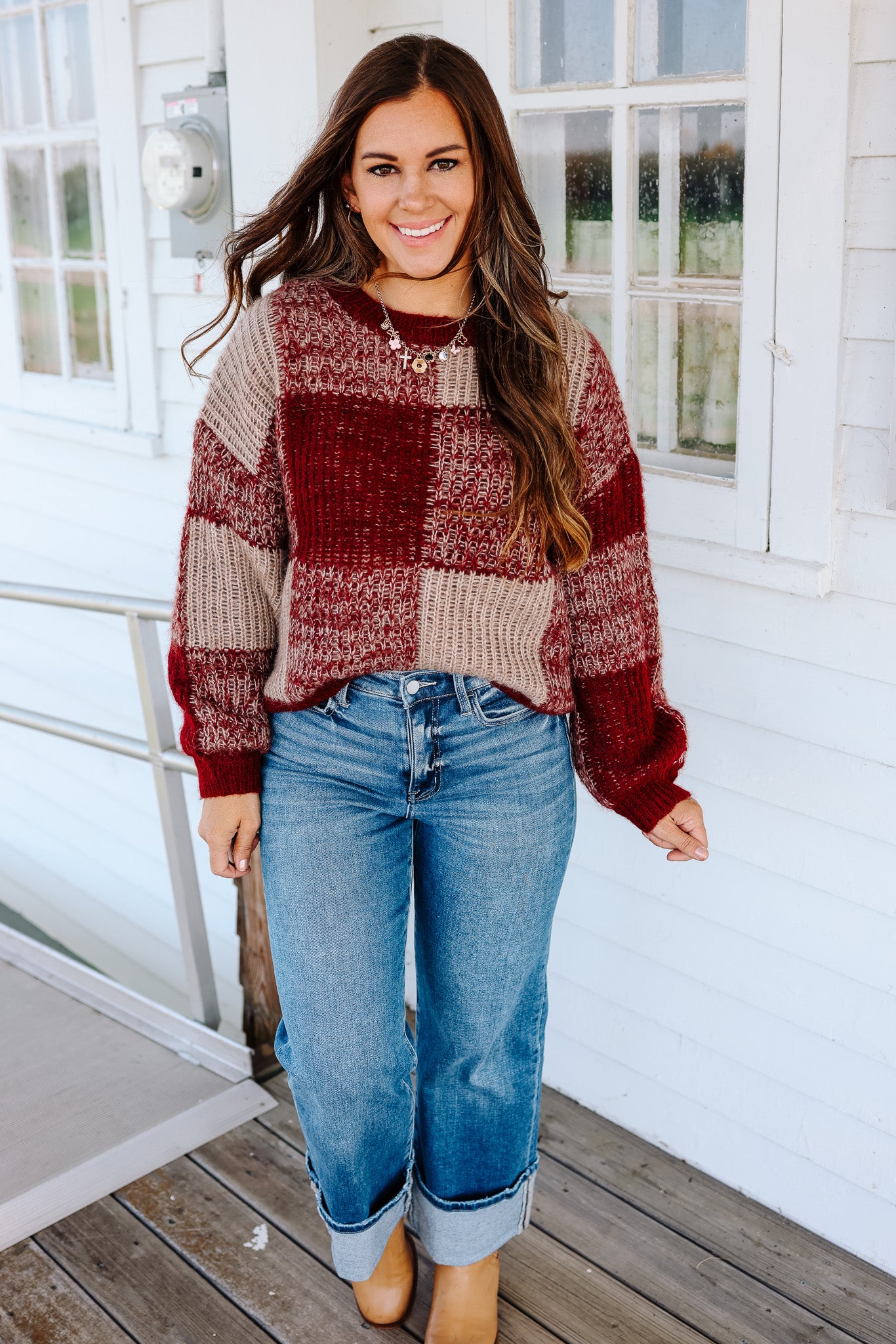 Rachel Plaid Knit Sweater