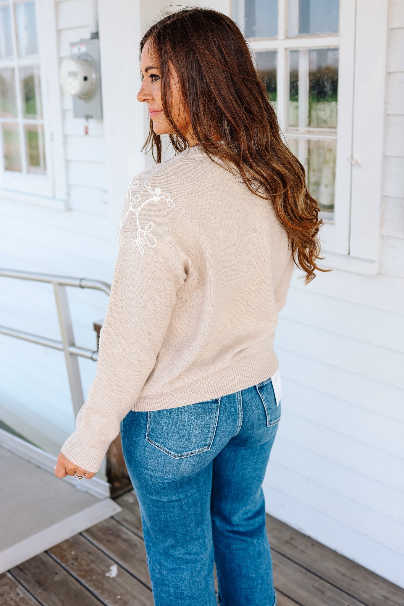 Carrie Embroidered Crew Neck Sweater