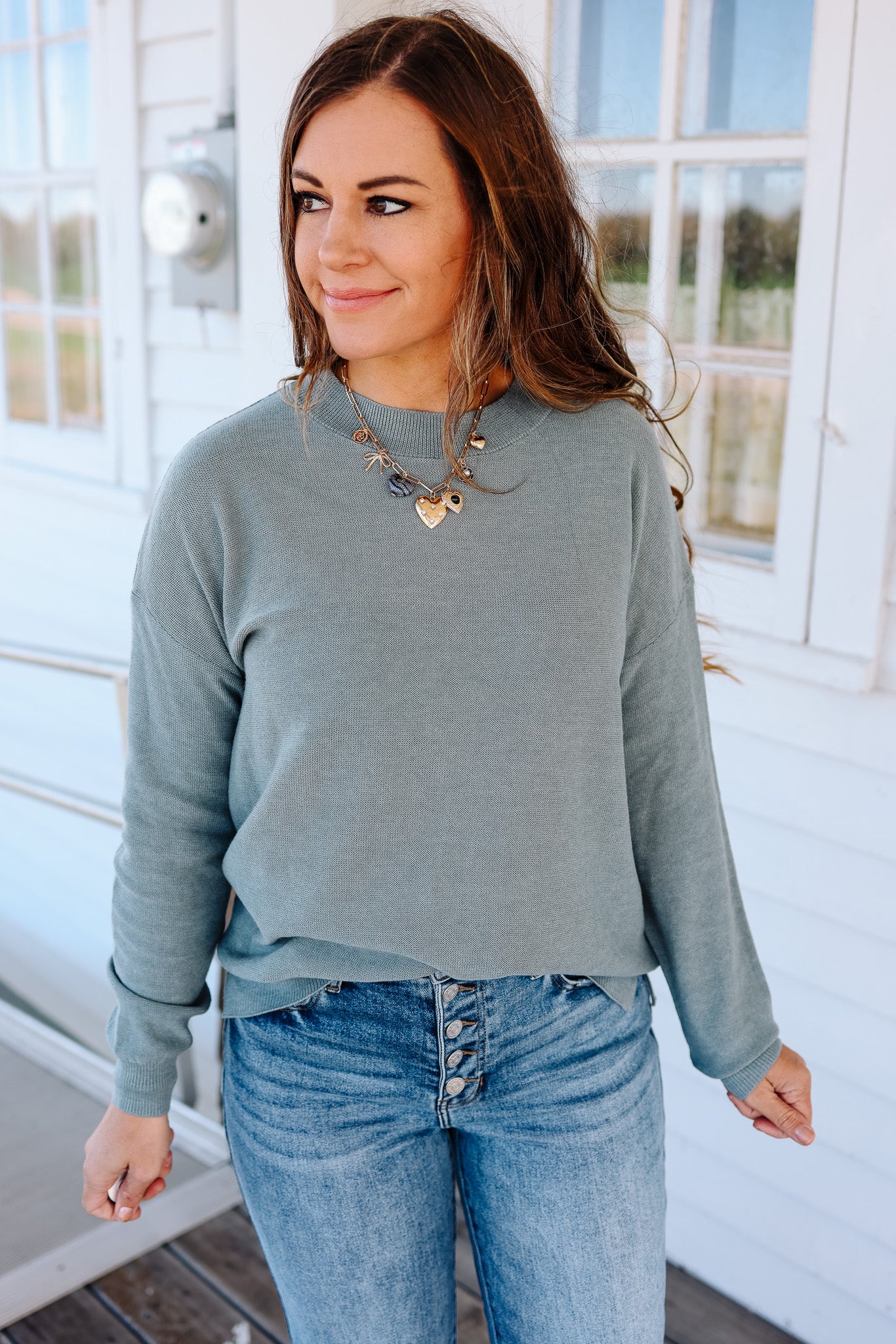 Remma Drop Shoulder Sweater - Retro Blue