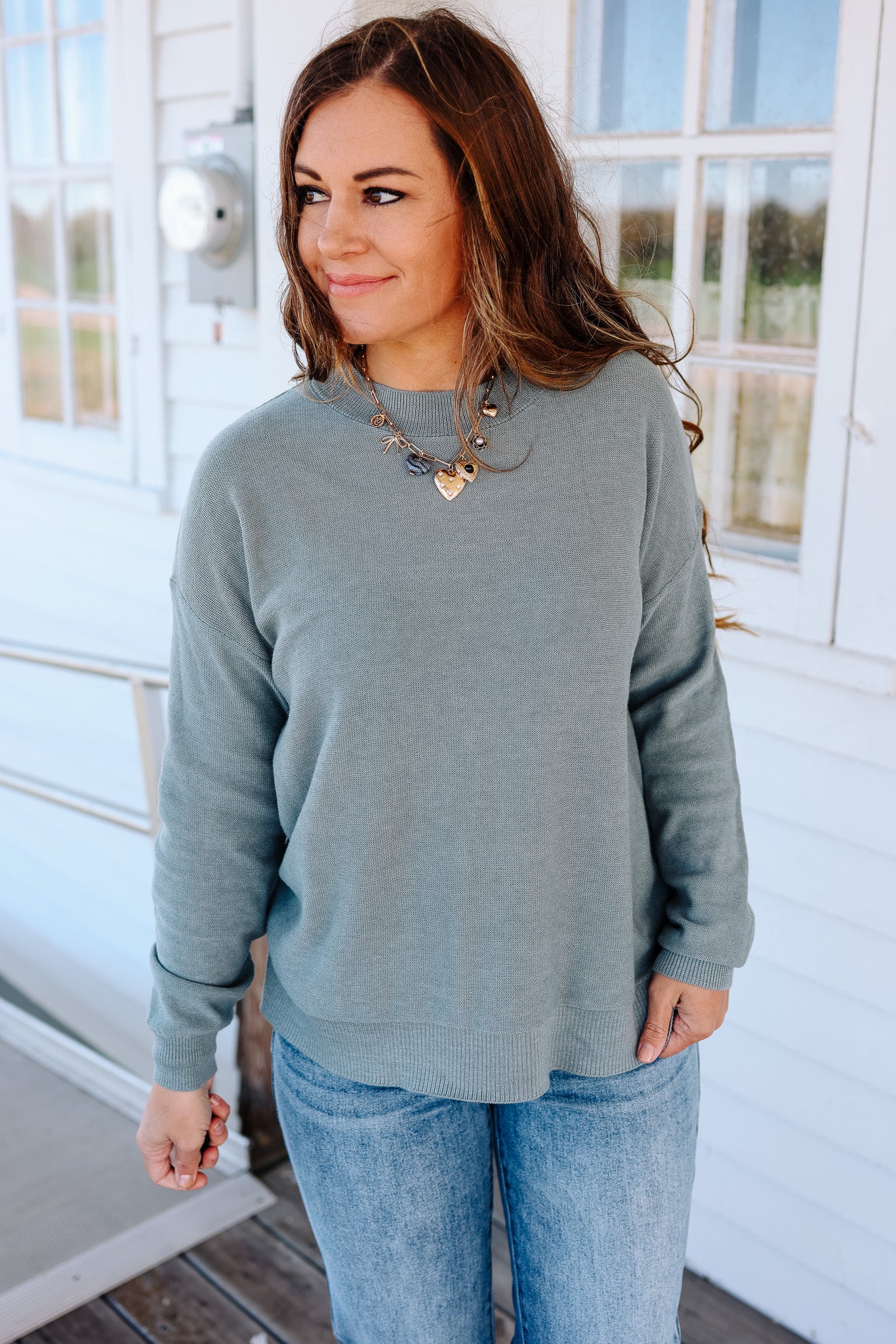 Remma Drop Shoulder Sweater - Retro Blue