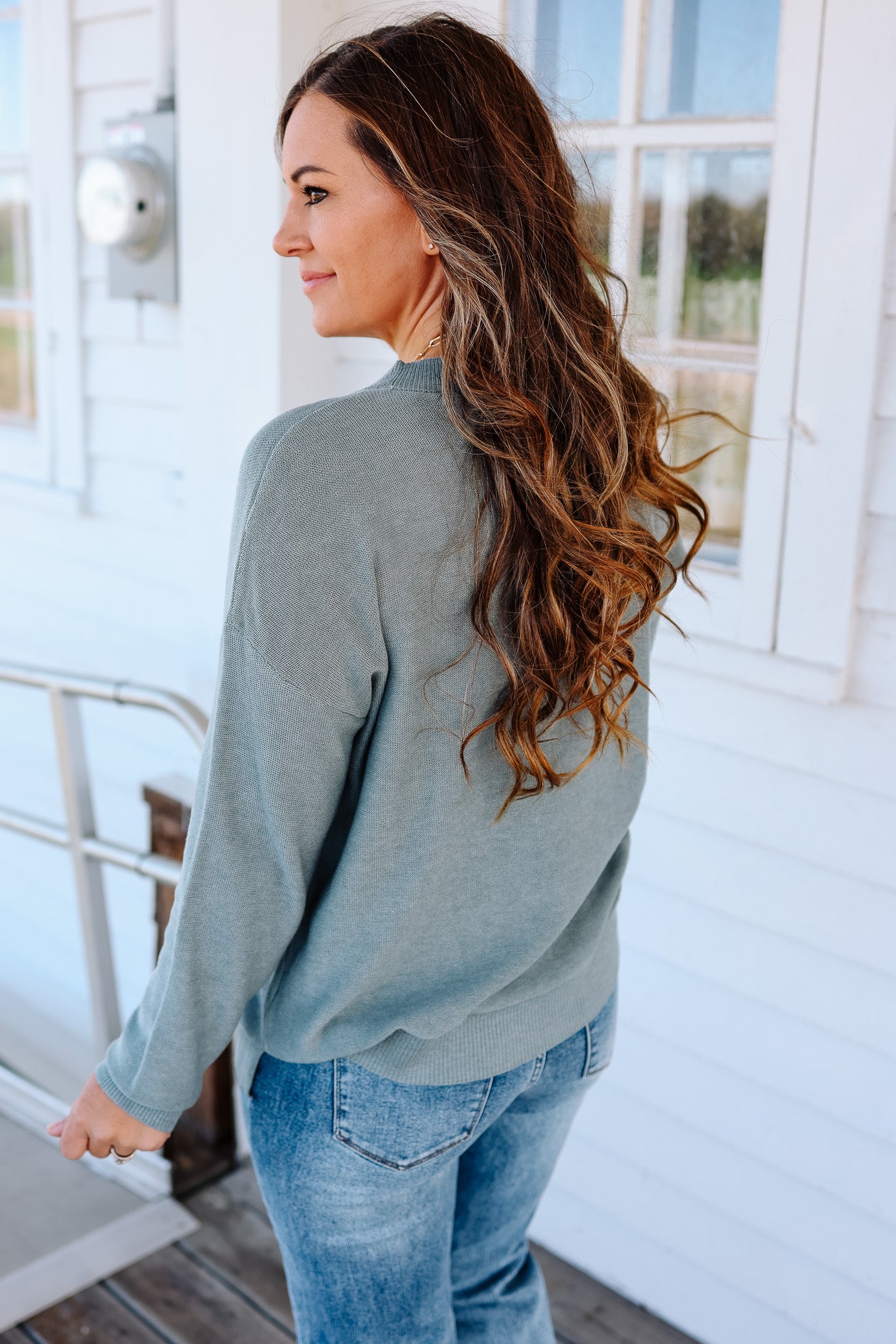 Remma Drop Shoulder Sweater - Retro Blue