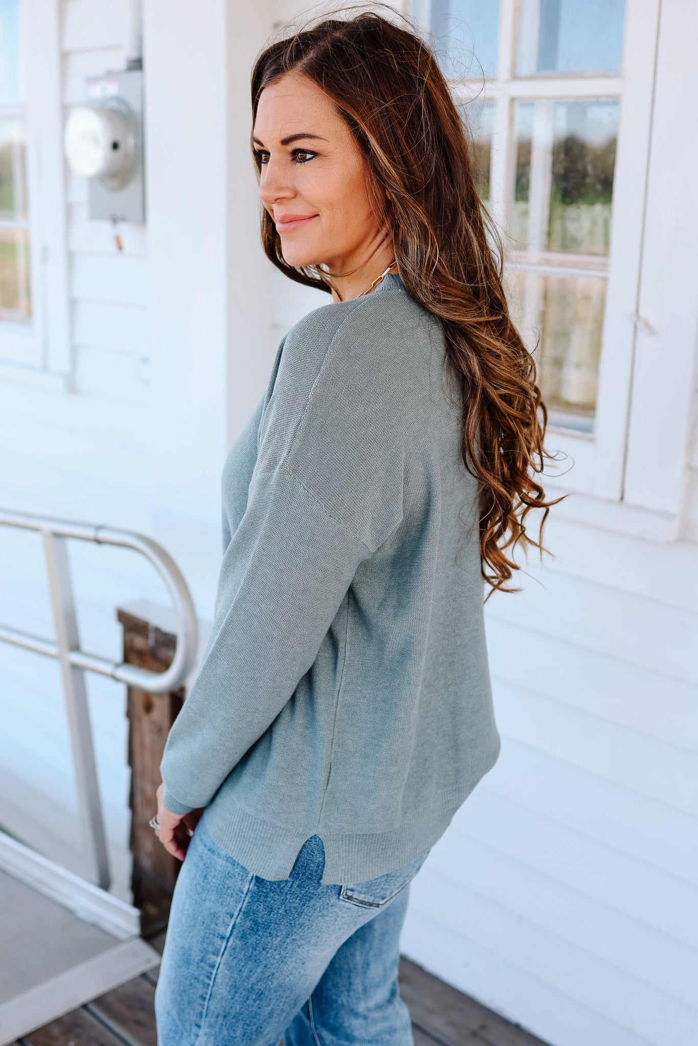 Remma Drop Shoulder Sweater - Retro Blue