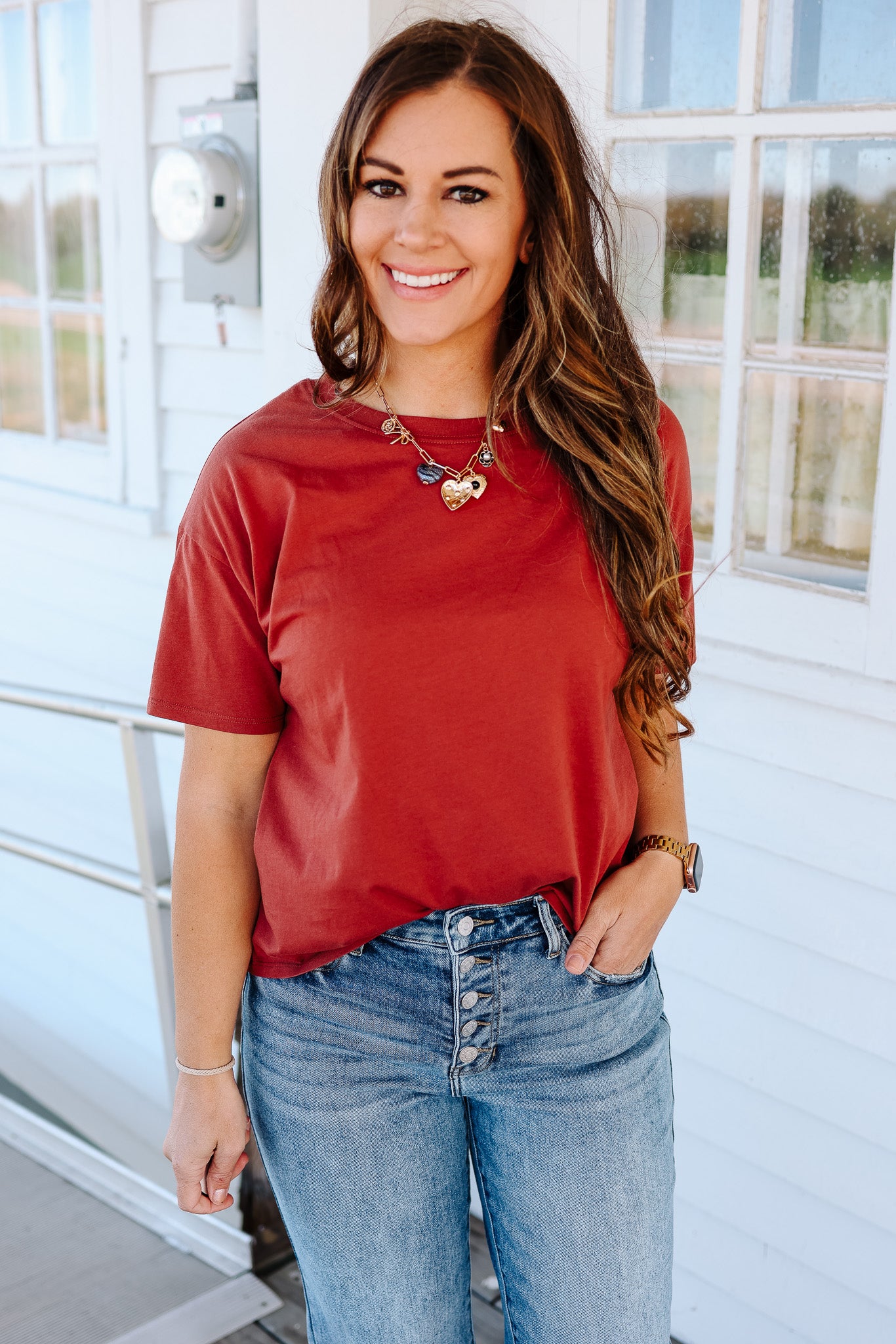 Trish Crop T-Shirt - Chili Oil