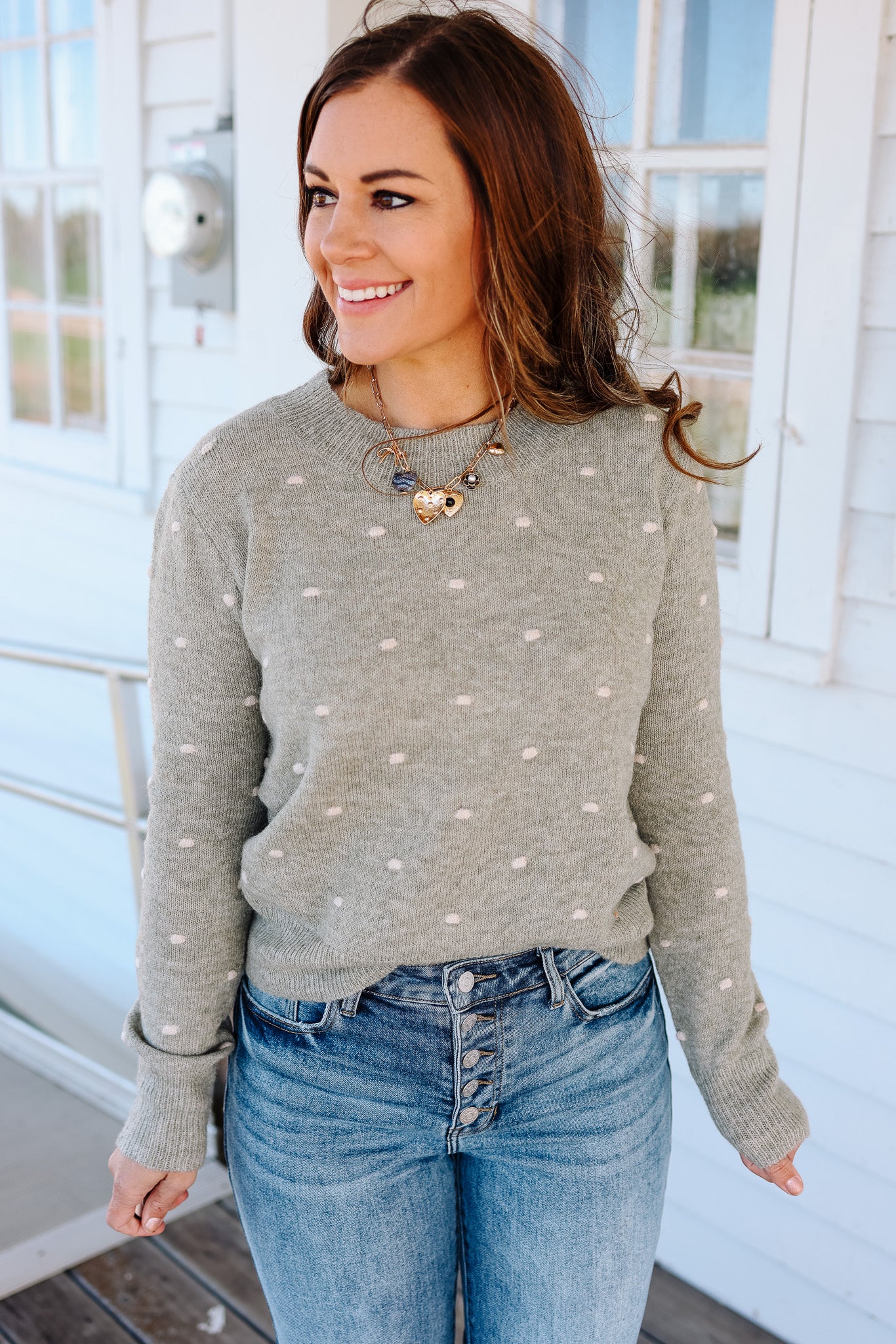 Ellah Dotted Knit Sweater - Sage