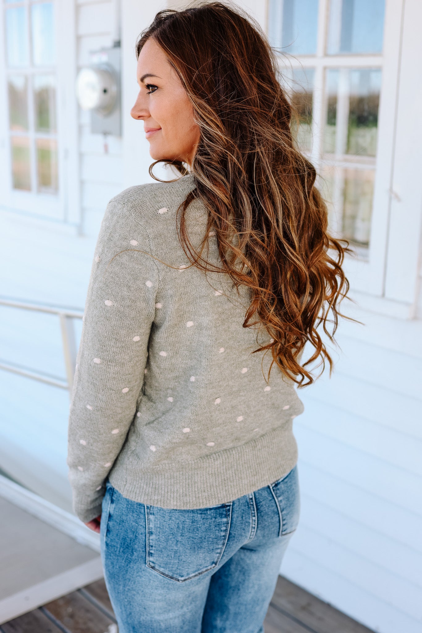 Ellah Dotted Knit Sweater - Sage