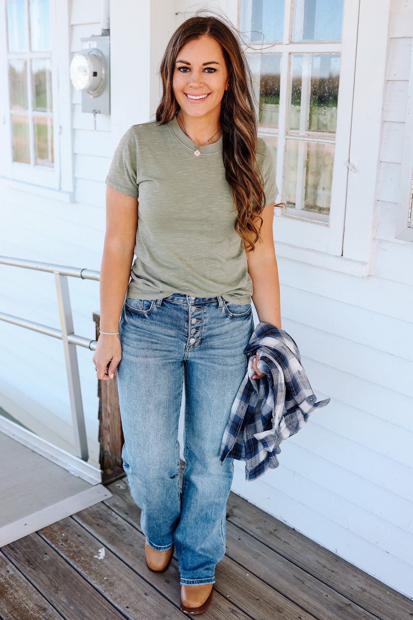 Ashley Acid Wash T-Shirt - Fern