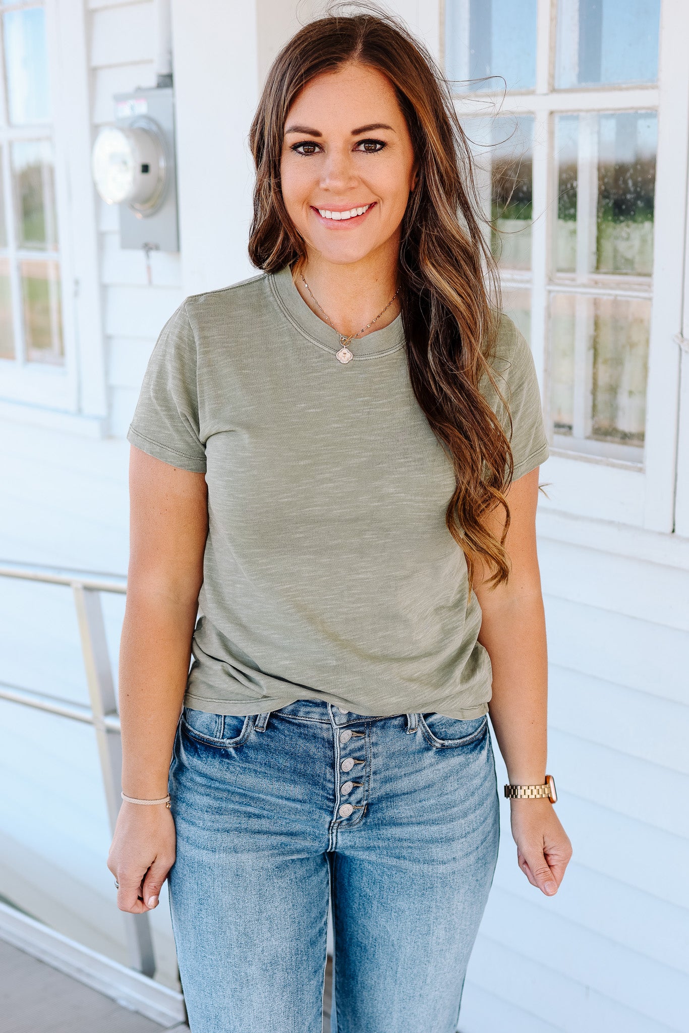 Ashley Acid Wash T-Shirt - Fern