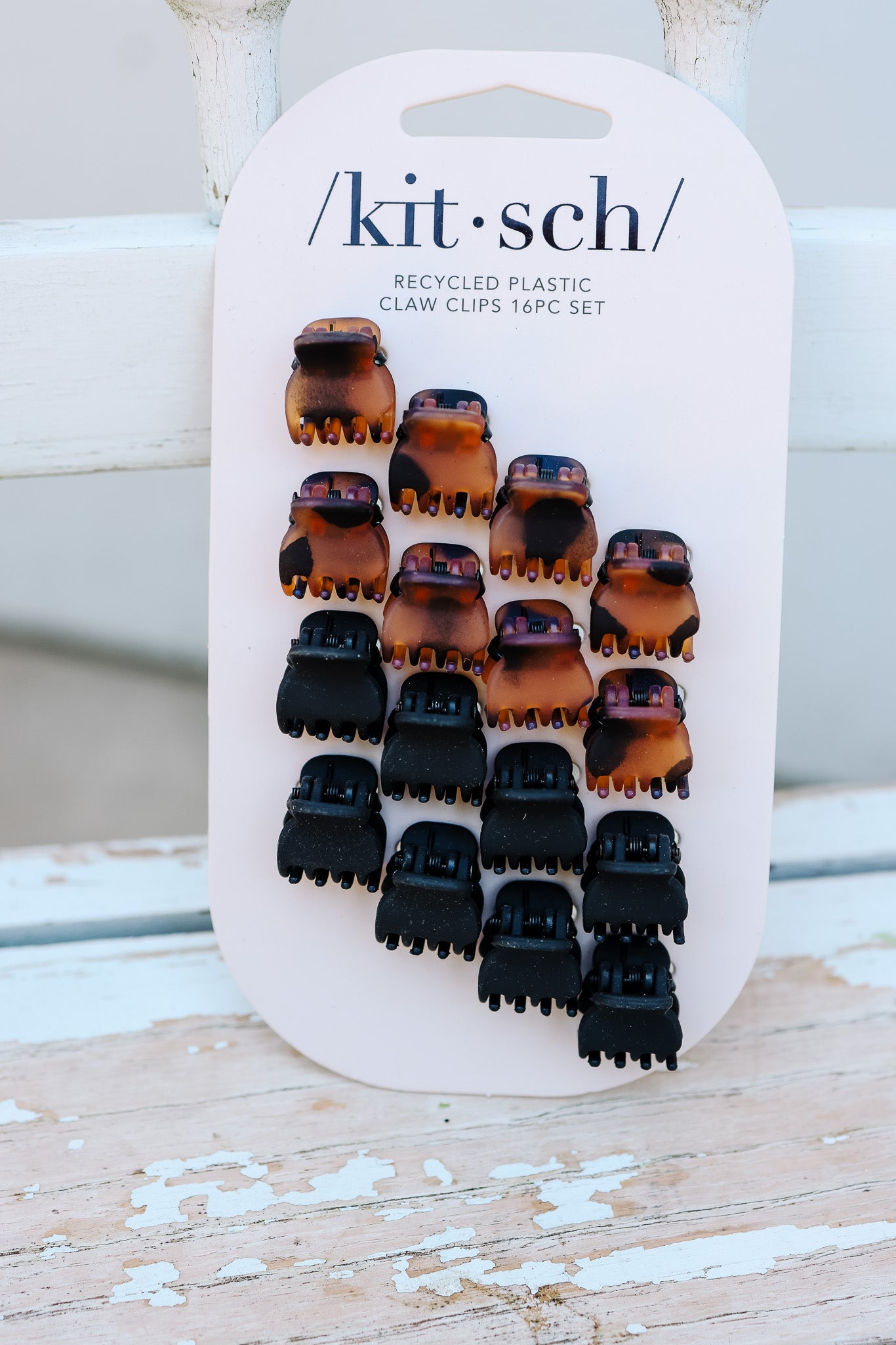 Recycled Plastic Mini Classic Claw Clips 16pc - Black & Tort