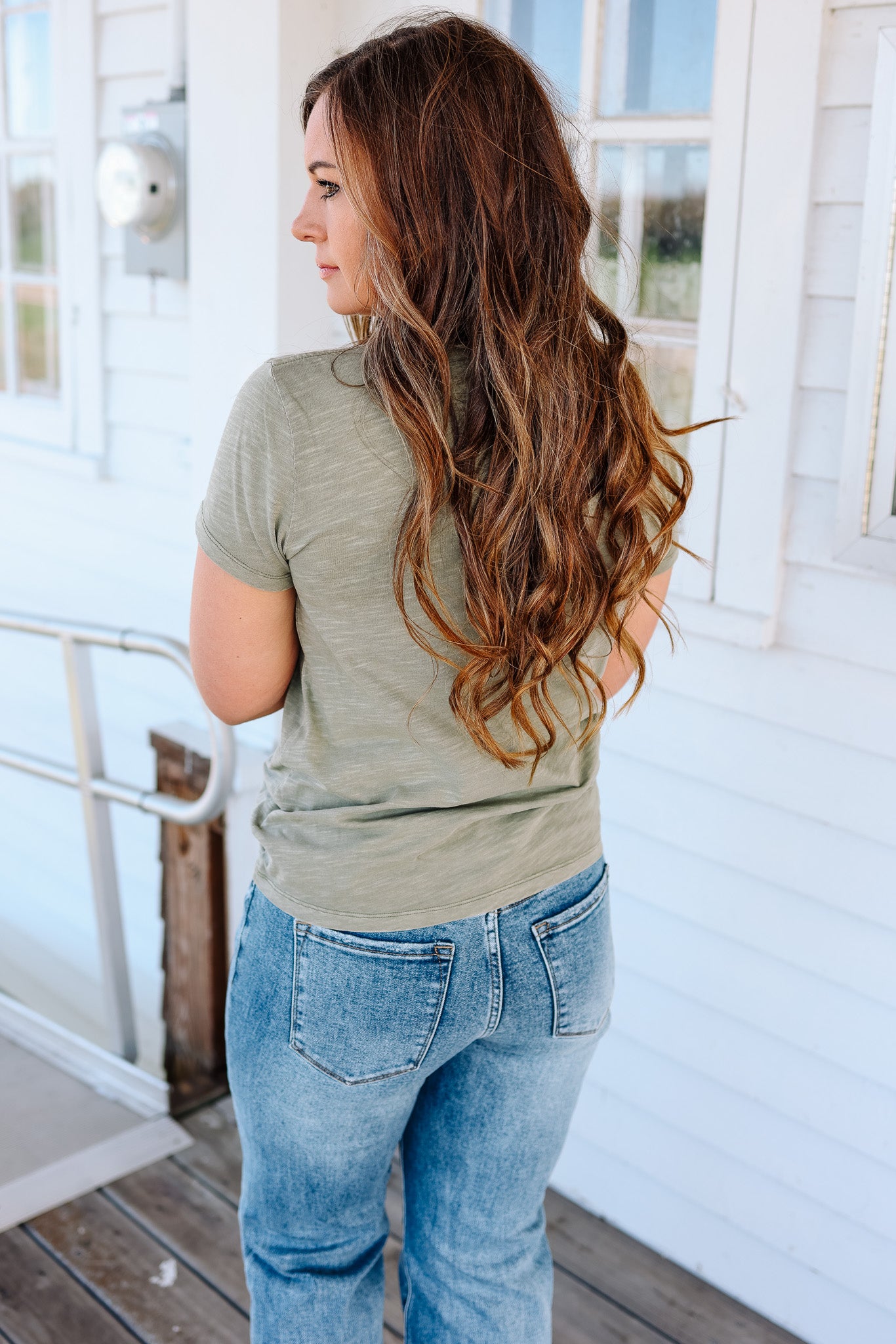 Ashley Acid Wash T-Shirt - Fern