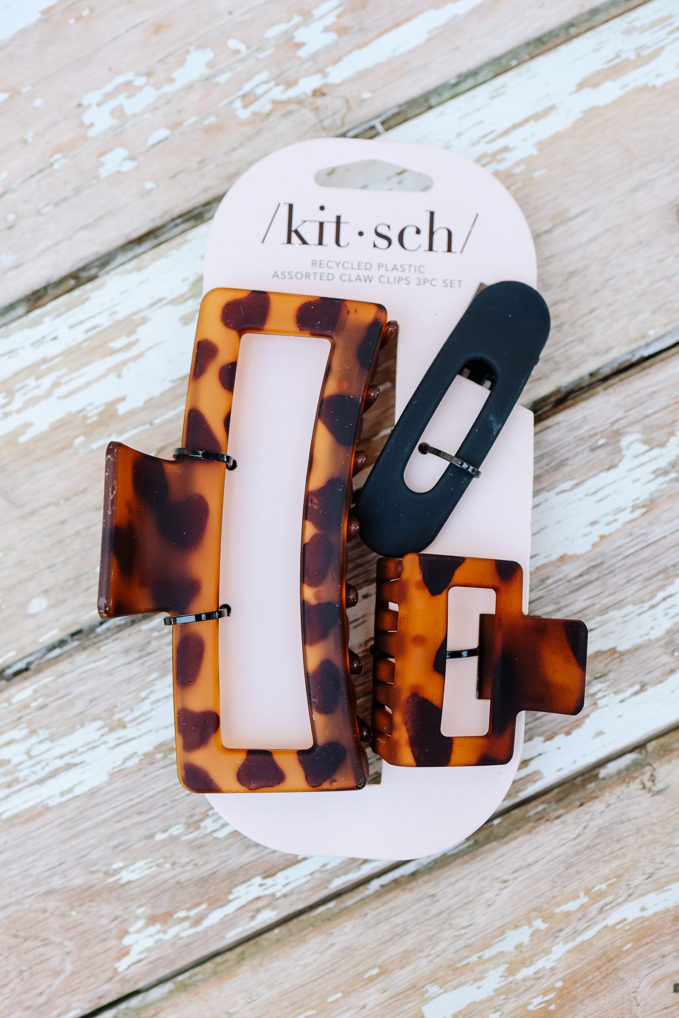 Recycled Plastic Assorted Claw Clips- Rectangle Open Shape