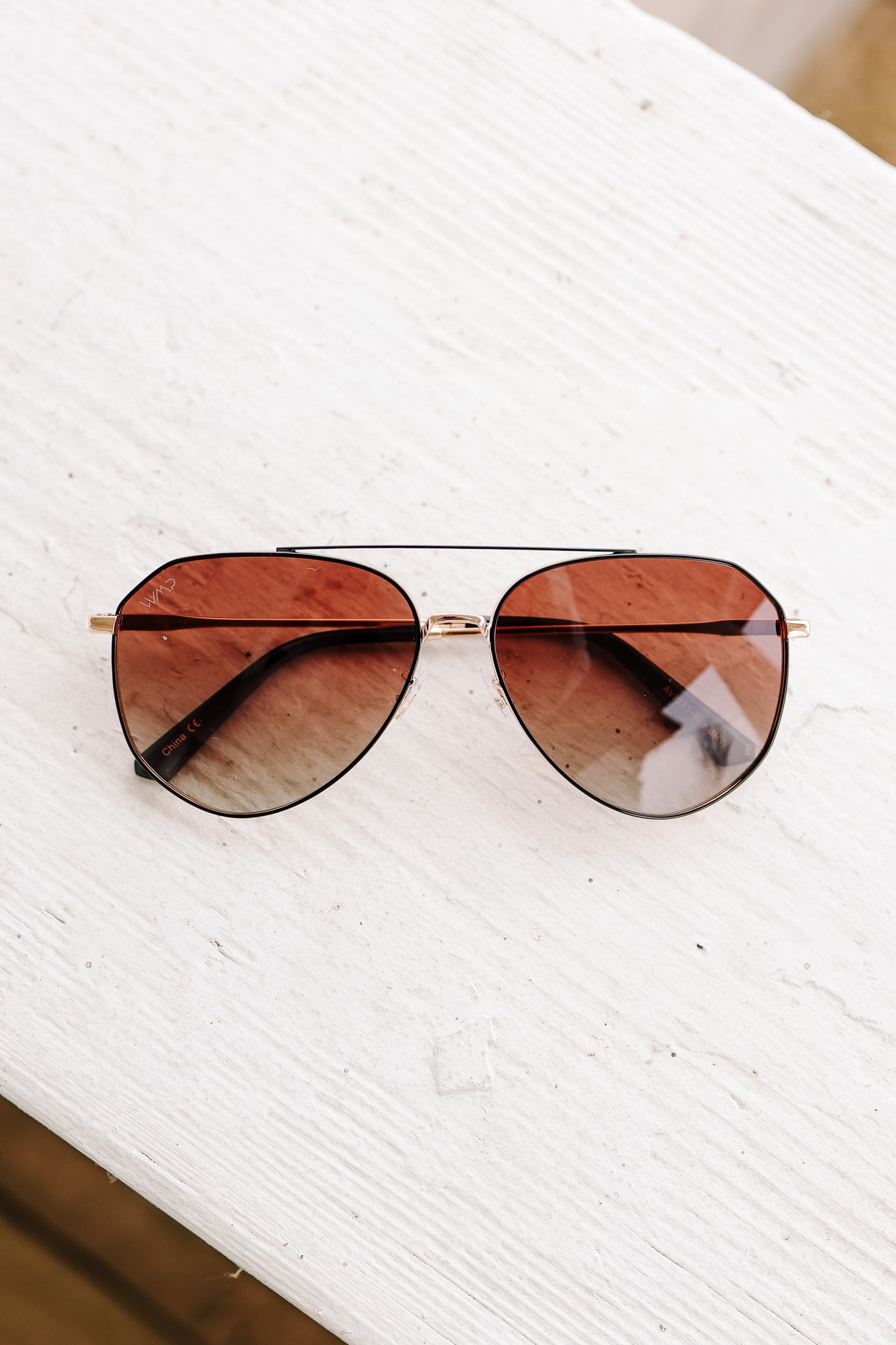 Ramsey Geometric Polarized Aviators Sunglasses - Black Frame Gradient Brown