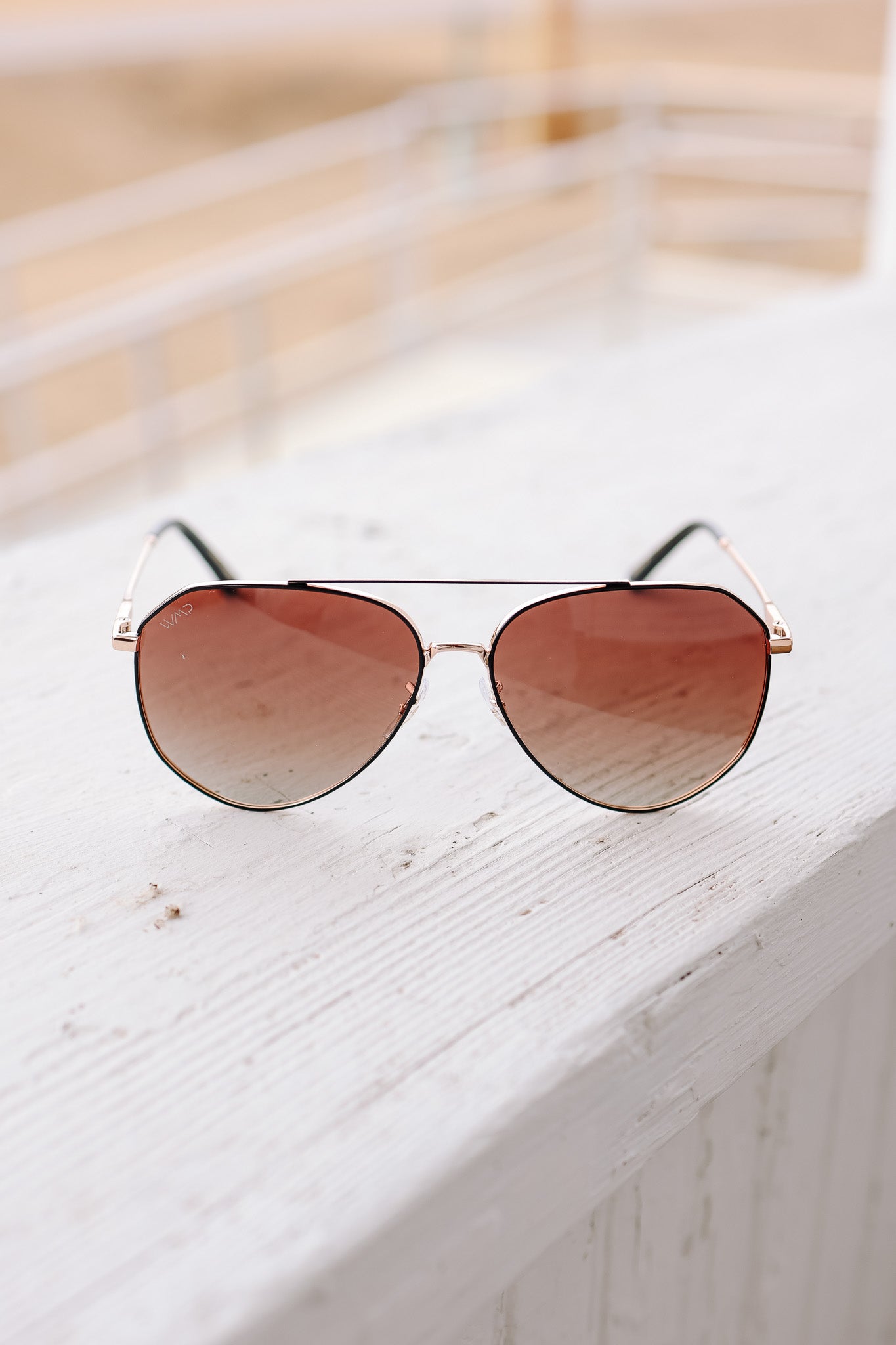 Ramsey Geometric Polarized Aviators Sunglasses - Black Frame Gradient Brown